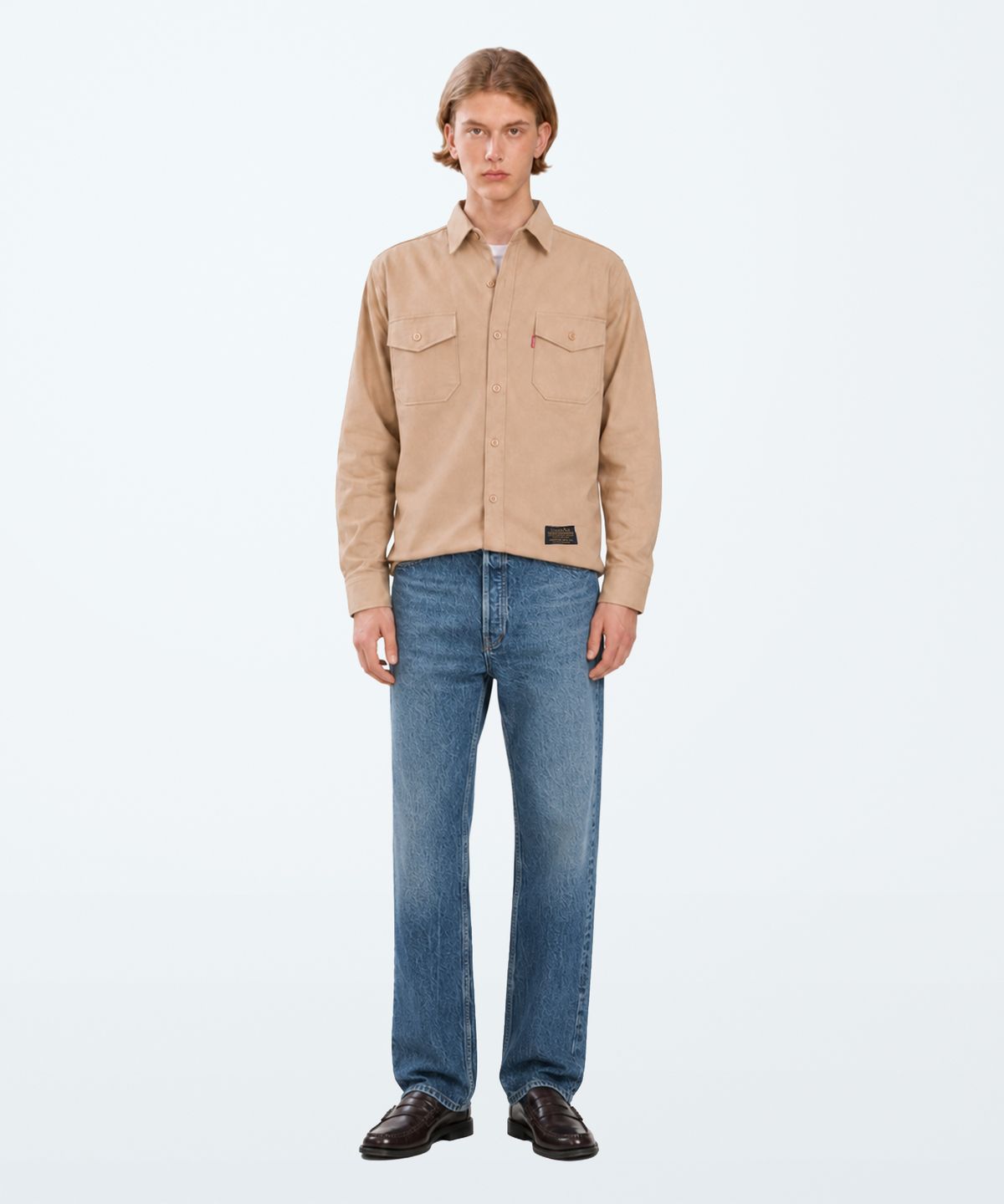 언더에어(UNDERAIR) COTTON WORK SHIRTS - BEIGE