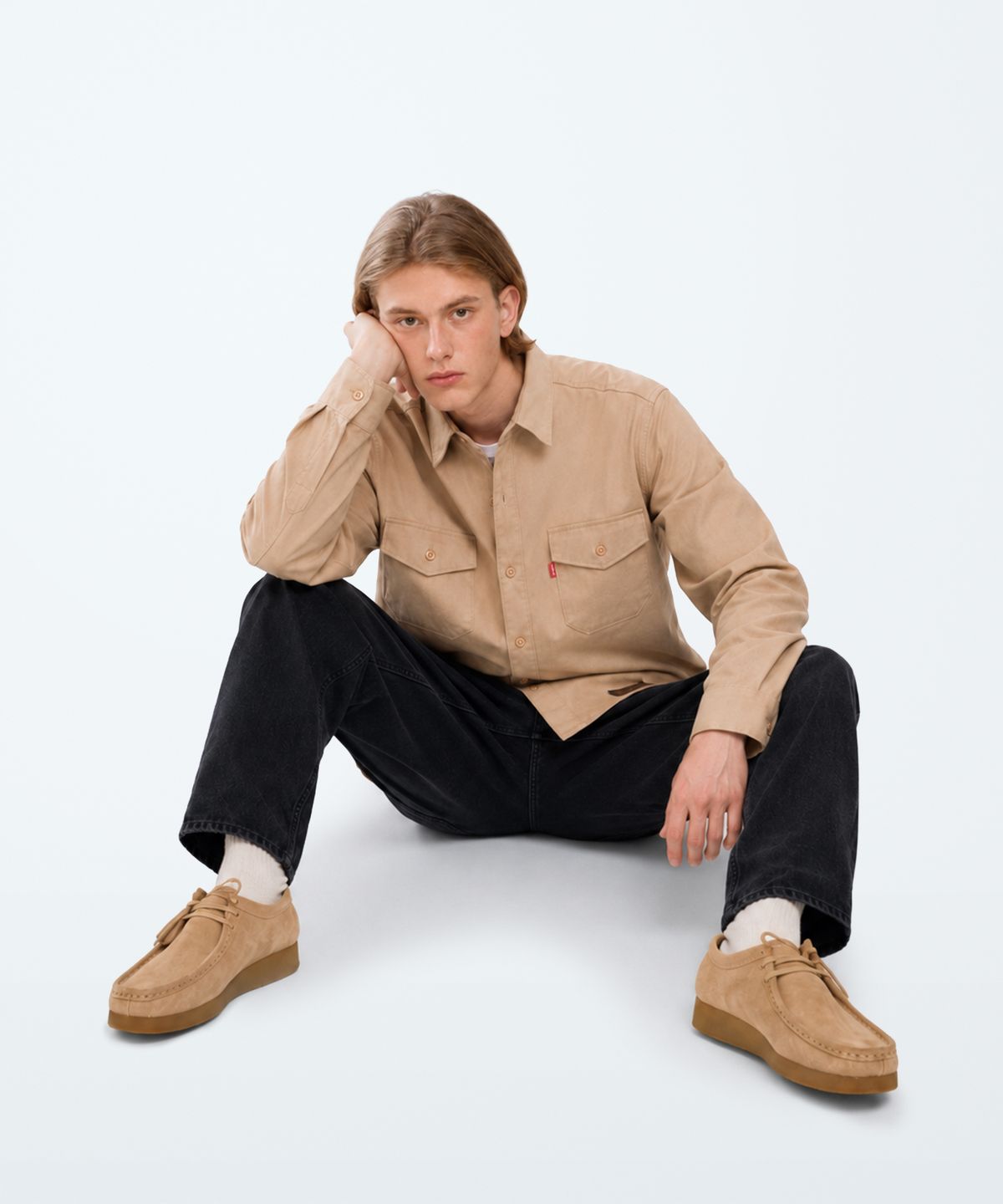 언더에어(UNDERAIR) COTTON WORK SHIRTS - BEIGE