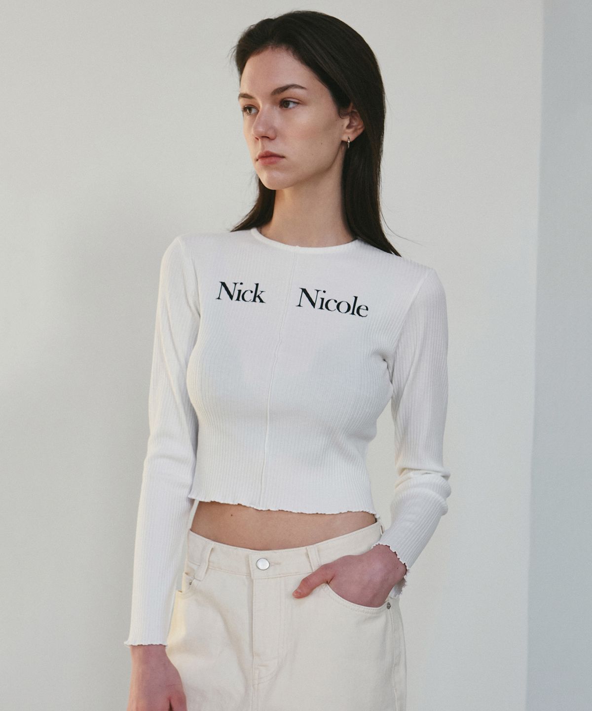 닉앤니콜(NICK&NICOLE) NICOLE SIGNATURE SLIM KNIT_WHITE