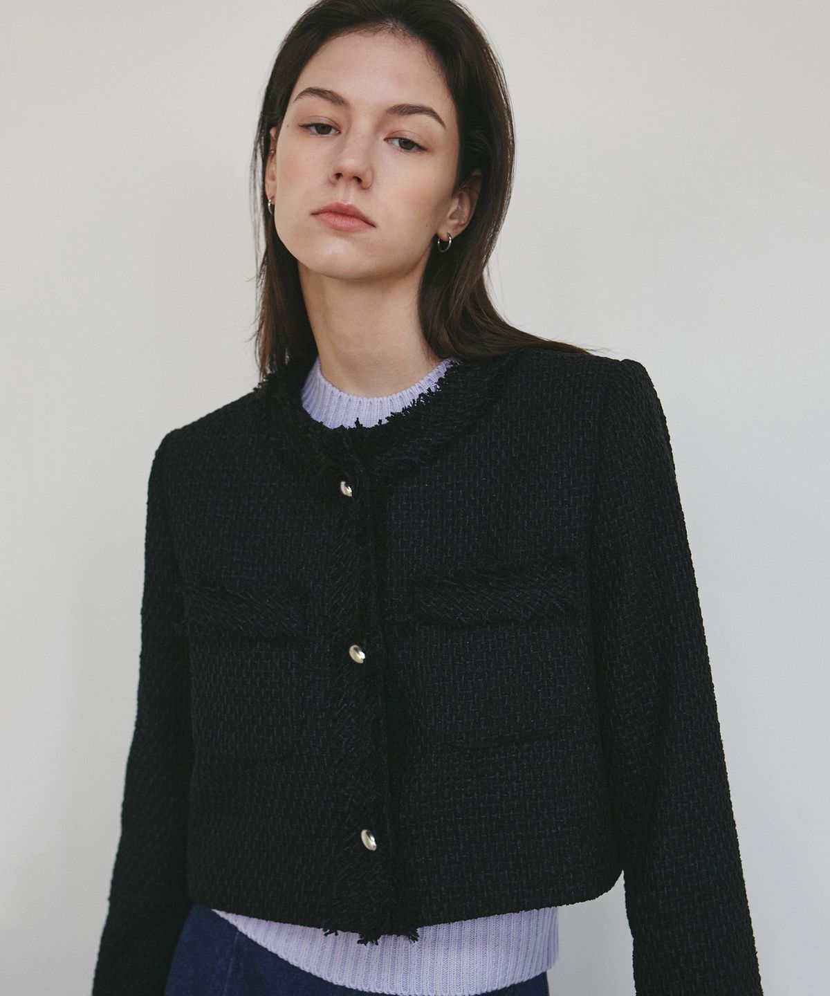 닉앤니콜(NICK&NICOLE) CHARLOTTE CROP TWEED JACKET_BLACK