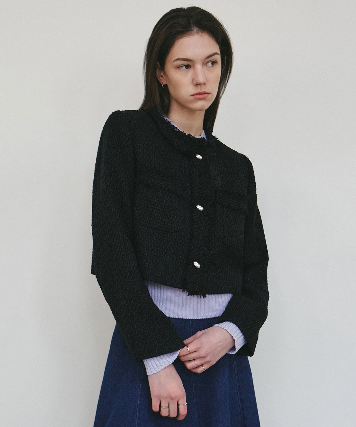 닉앤니콜(NICK&NICOLE) CHARLOTTE CROP TWEED JACKET_BLACK