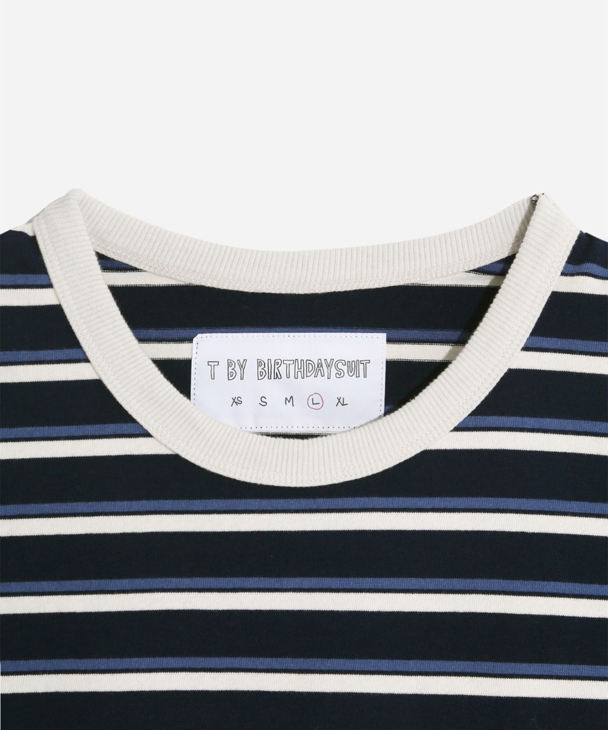 벌스데이수트(BIRTHDAYSUIT) STRIPE RINGER T-SHIRT (NAVY)