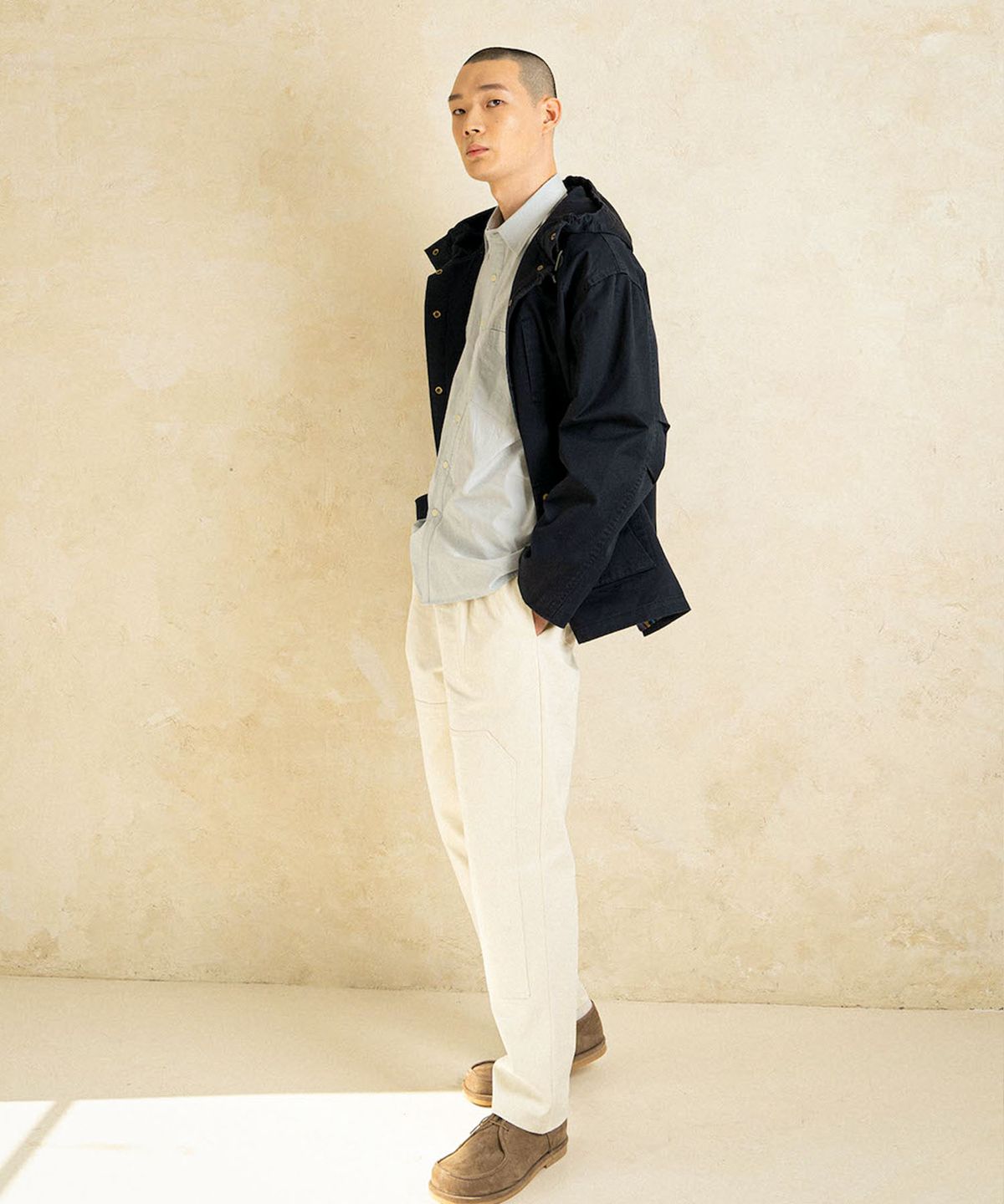 아우로(OURO) MEN PATCHED TAPERED PANTS [ CHALK ]