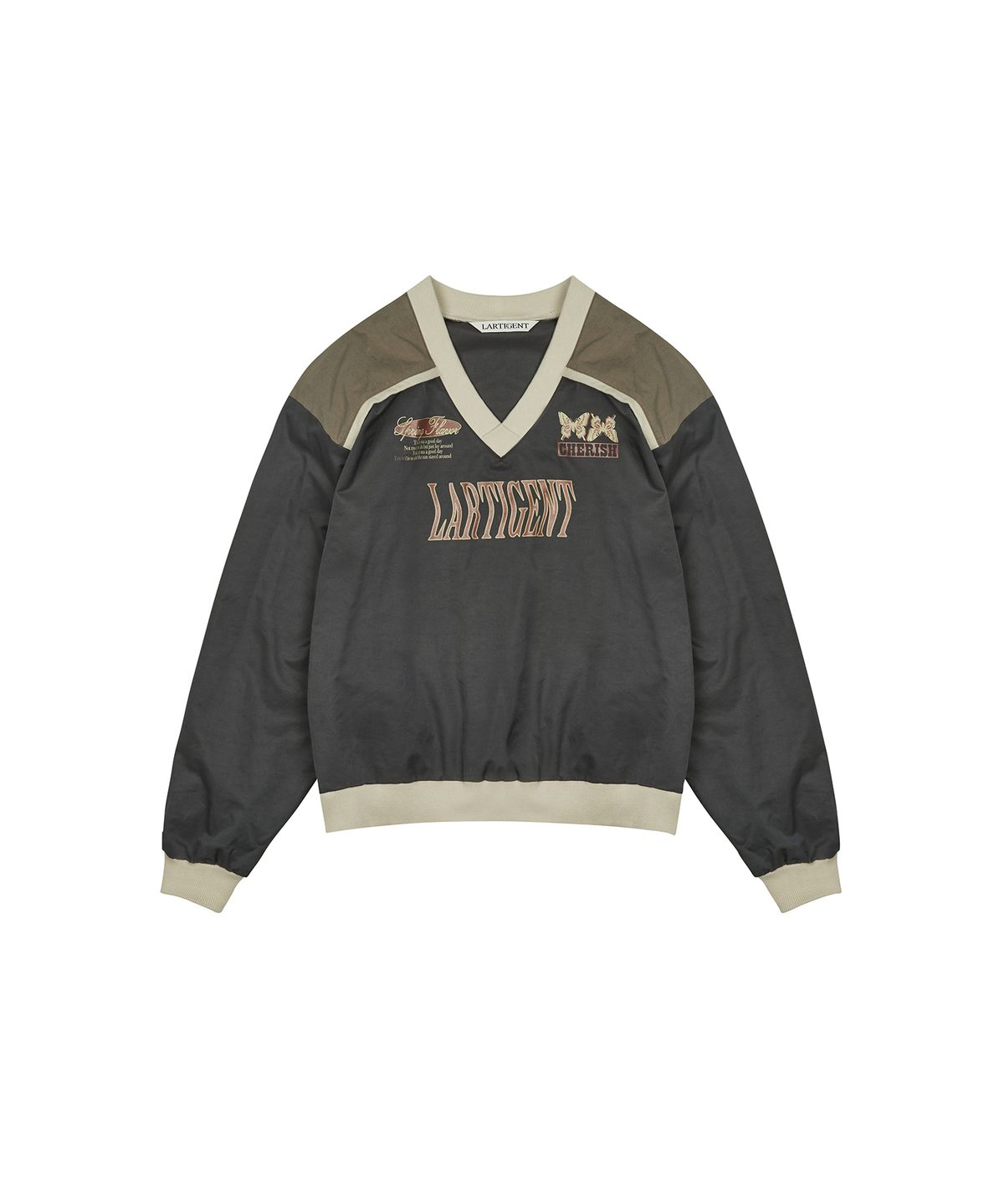 라티젠(LARTIGENT) L2 NYLON V-NECK TOP(CHARCOAL)