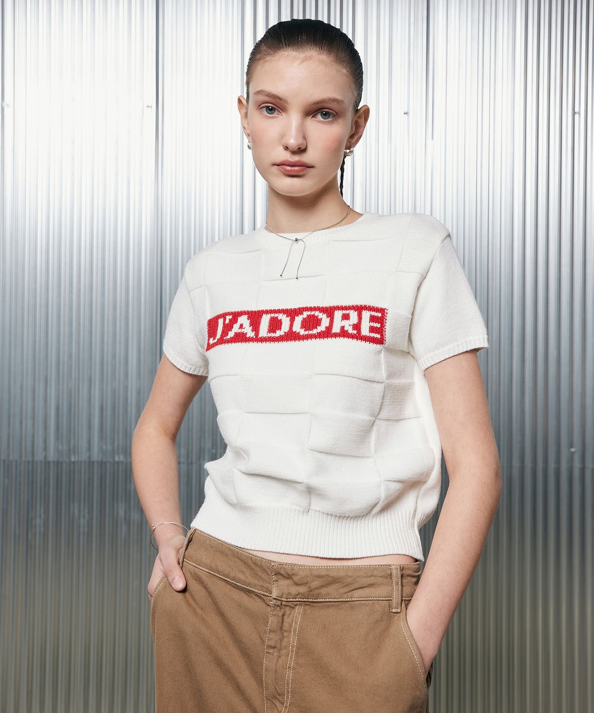 라티젠(LARTIGENT) L2 SQUARE SHORT SLEEVE KNIT(IVORY)