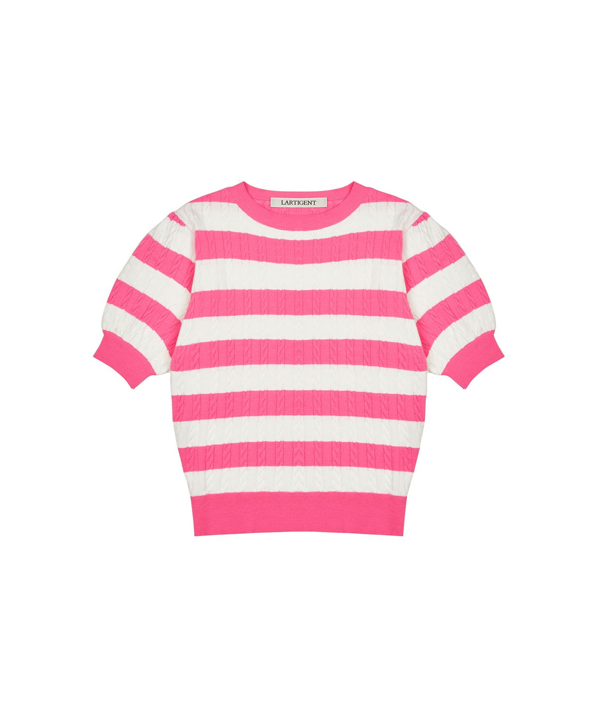 라티젠(LARTIGENT) L2 STRIPE SHORT SLEEVE KNIT(PINK)