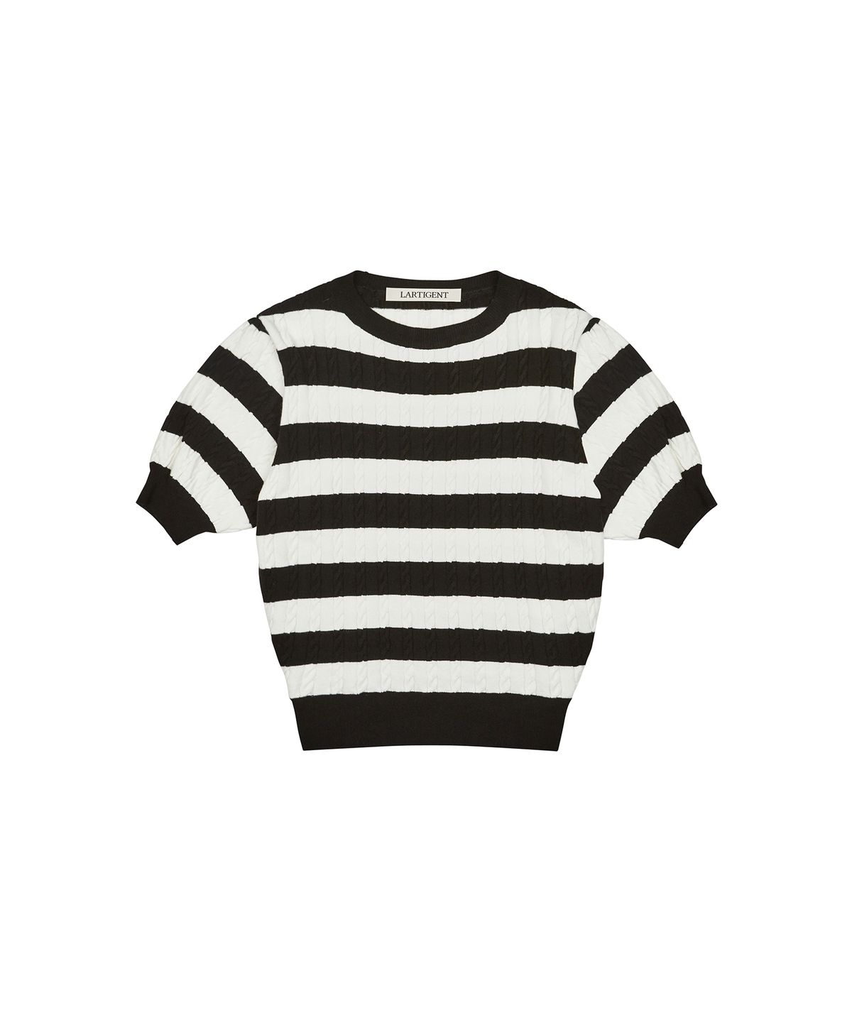 라티젠(LARTIGENT) L2 STRIPE SHORT SLEEVE KNIT(BLACK)