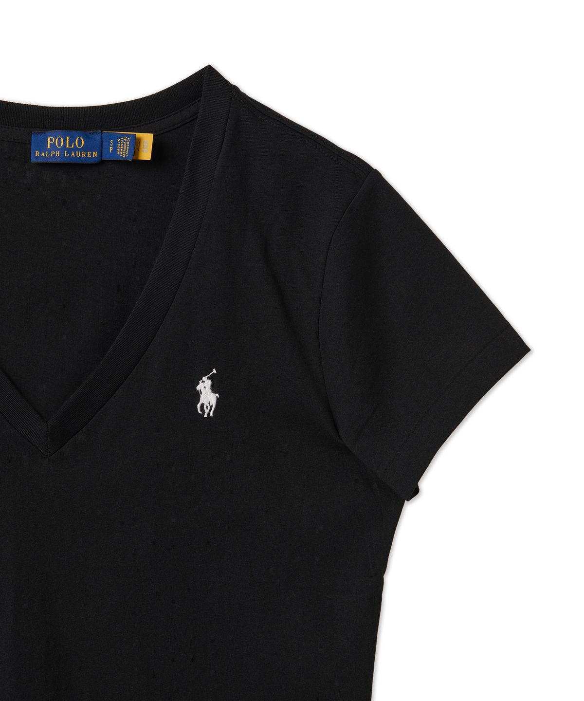 폴로 랄프 로렌(POLO RALPH LAUREN) W 코튼 저지 브이넥 티 - 블랙