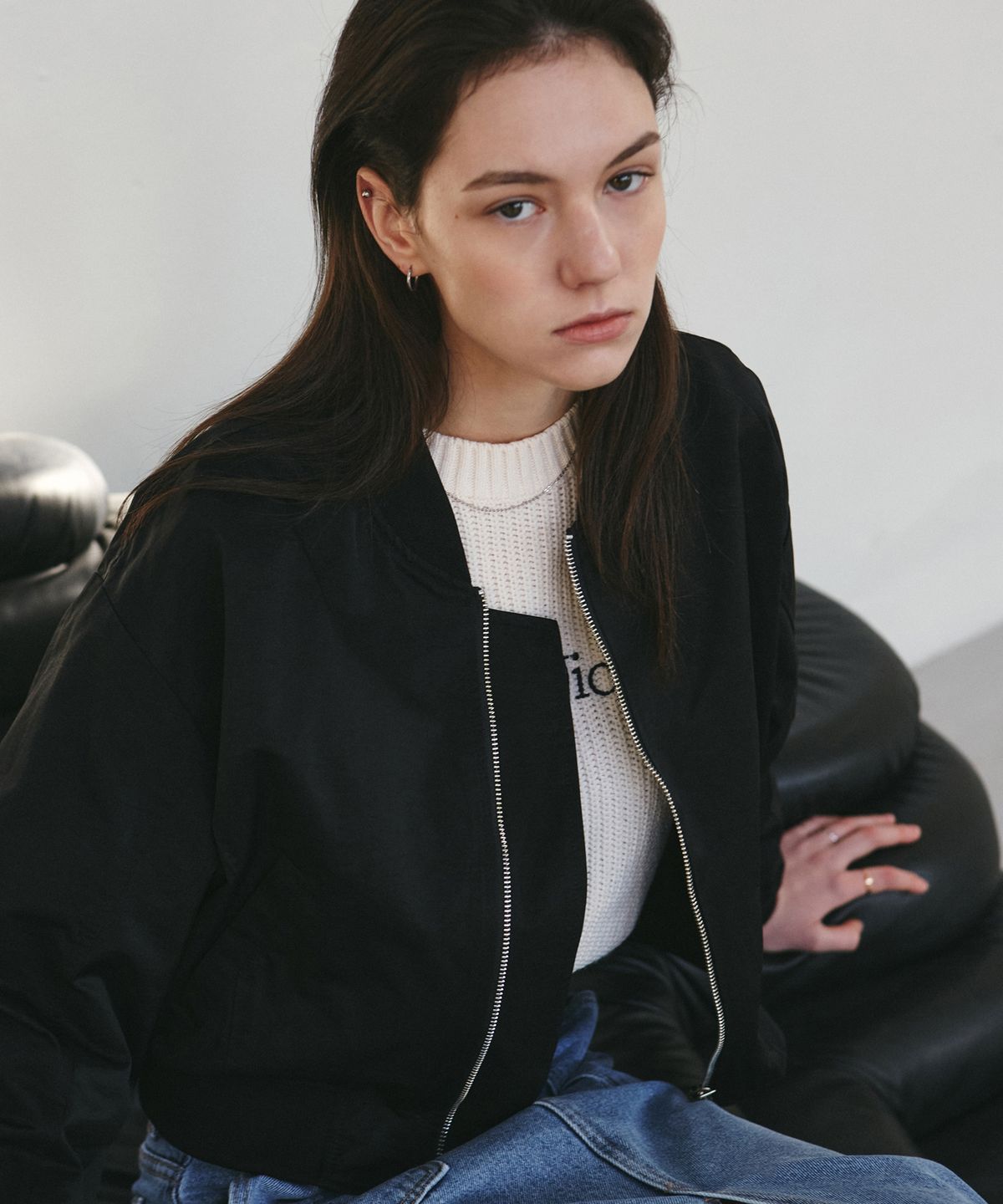 닉앤니콜(NICK&NICOLE) NICOLE VOLUME BOMBER BLOUSON_BLACK