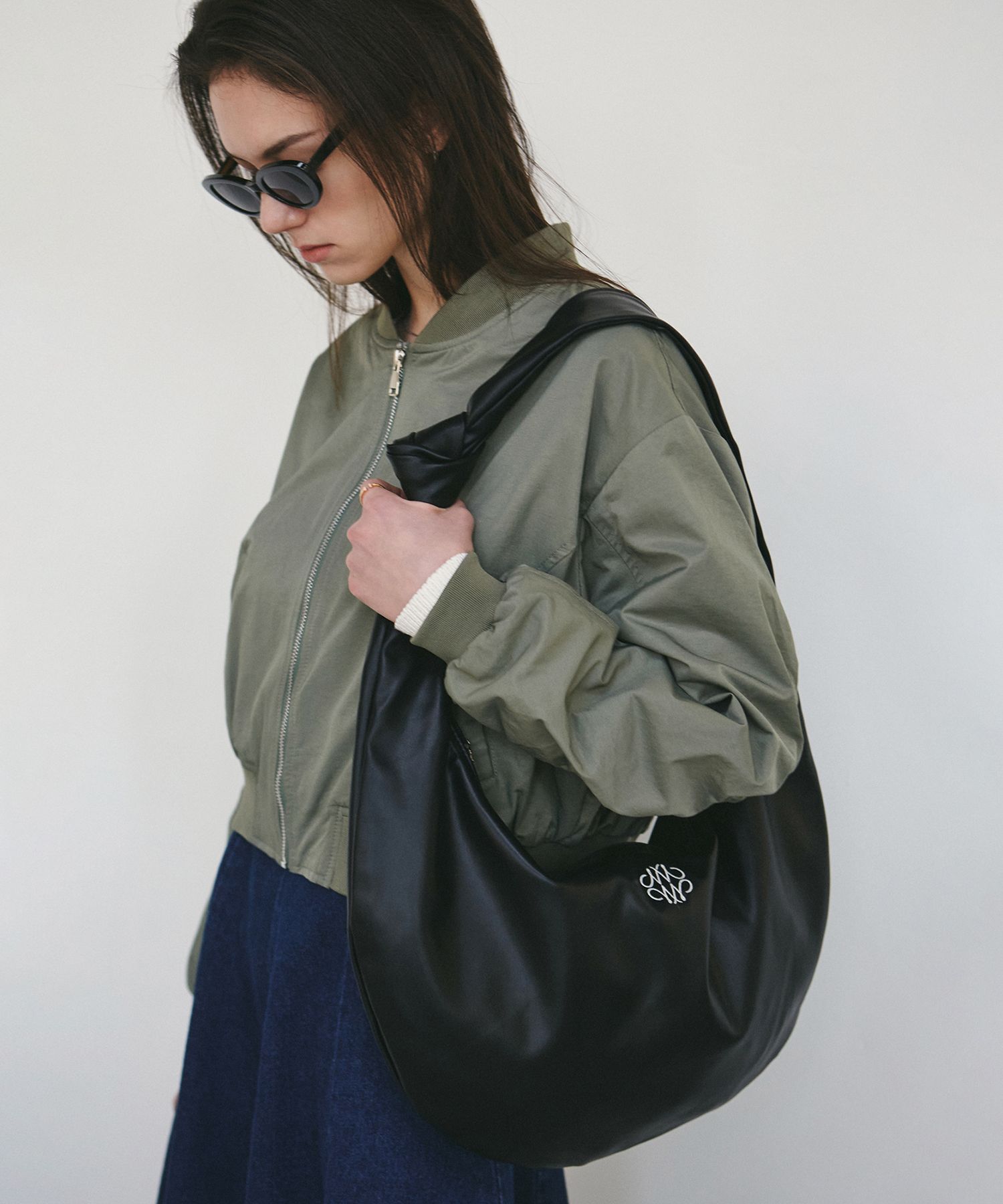 ★NlCK&NLCOLE★ NICOLE NYLON SHOULDER KNOT BAG_LIGHT PINK nick nicole square shoulder bag 👜♡ ลดแล้ว ใครไม่ทันรอบที่