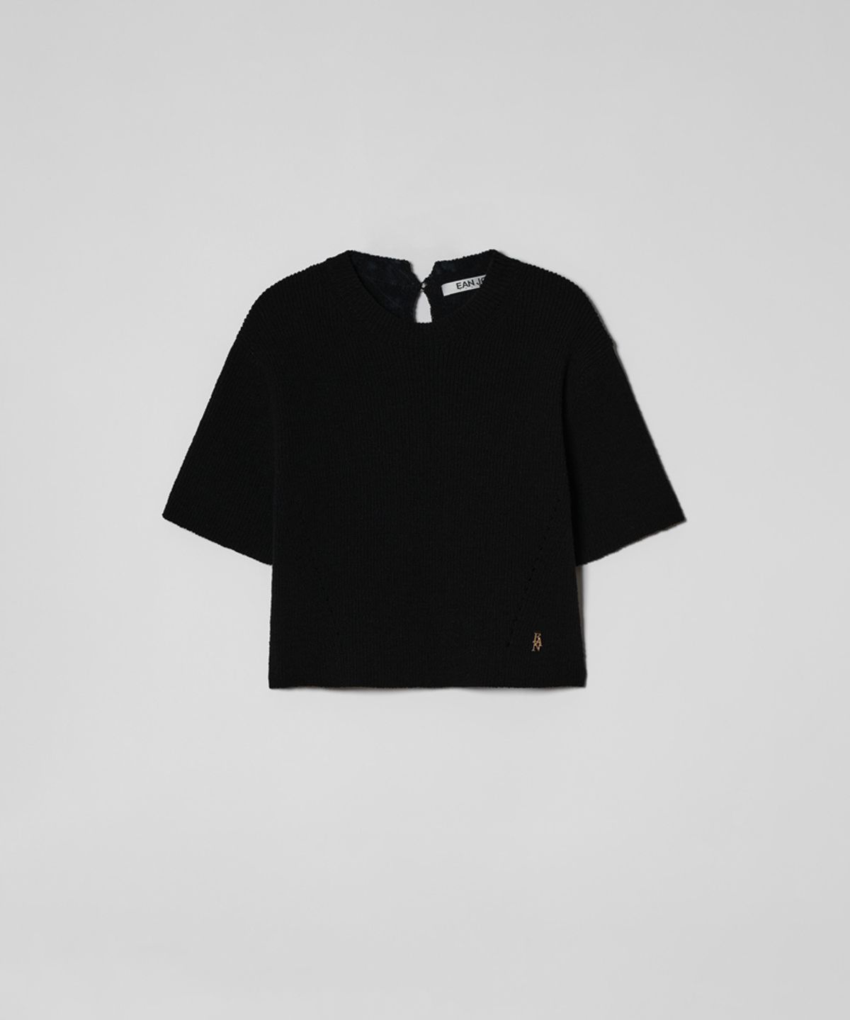 이안조(EAN JO) HALF SLEEVE KNIT TOP (BLACK)