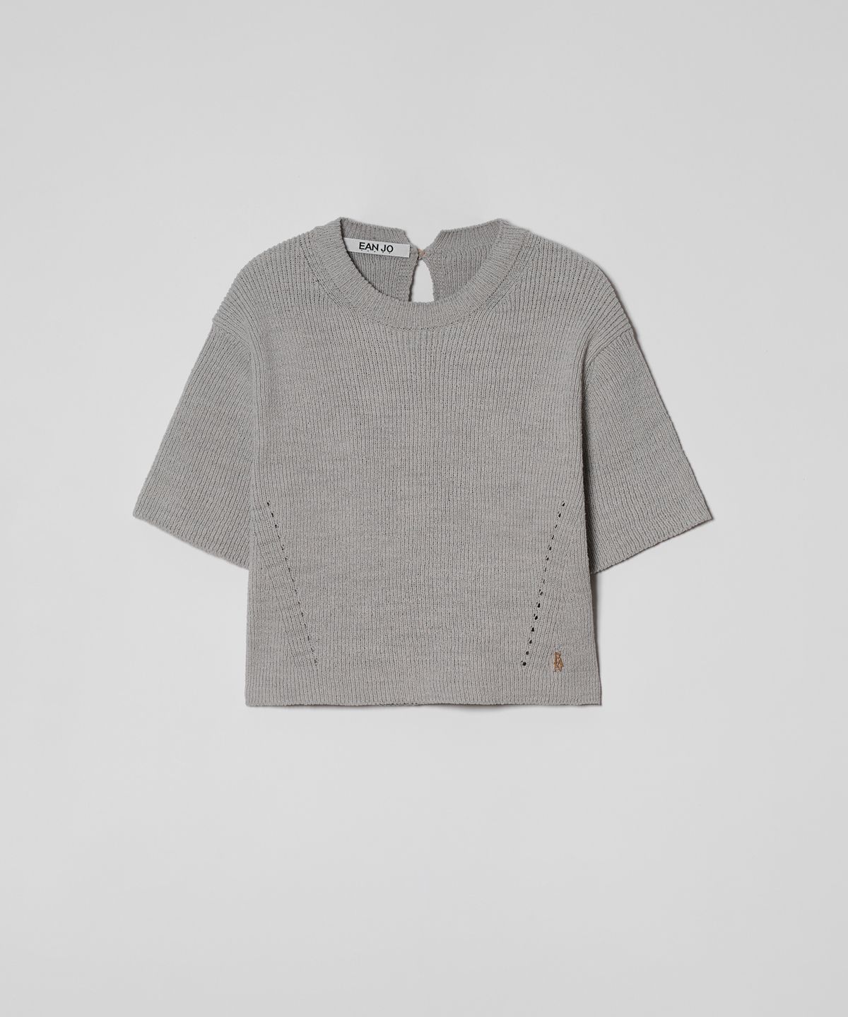 이안조(EAN JO) HALF SLEEVE KNIT TOP (LIGHT GREY)