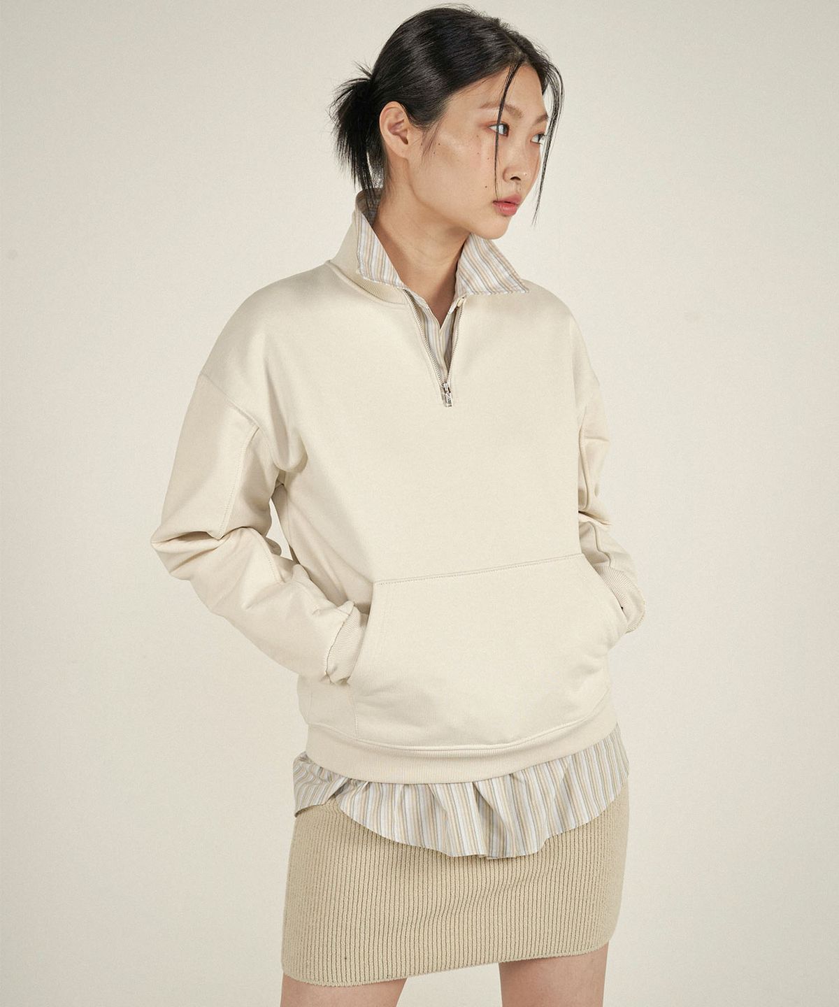아우로(OURO) PATCHED HALF ZIPUP [ CREAM ]