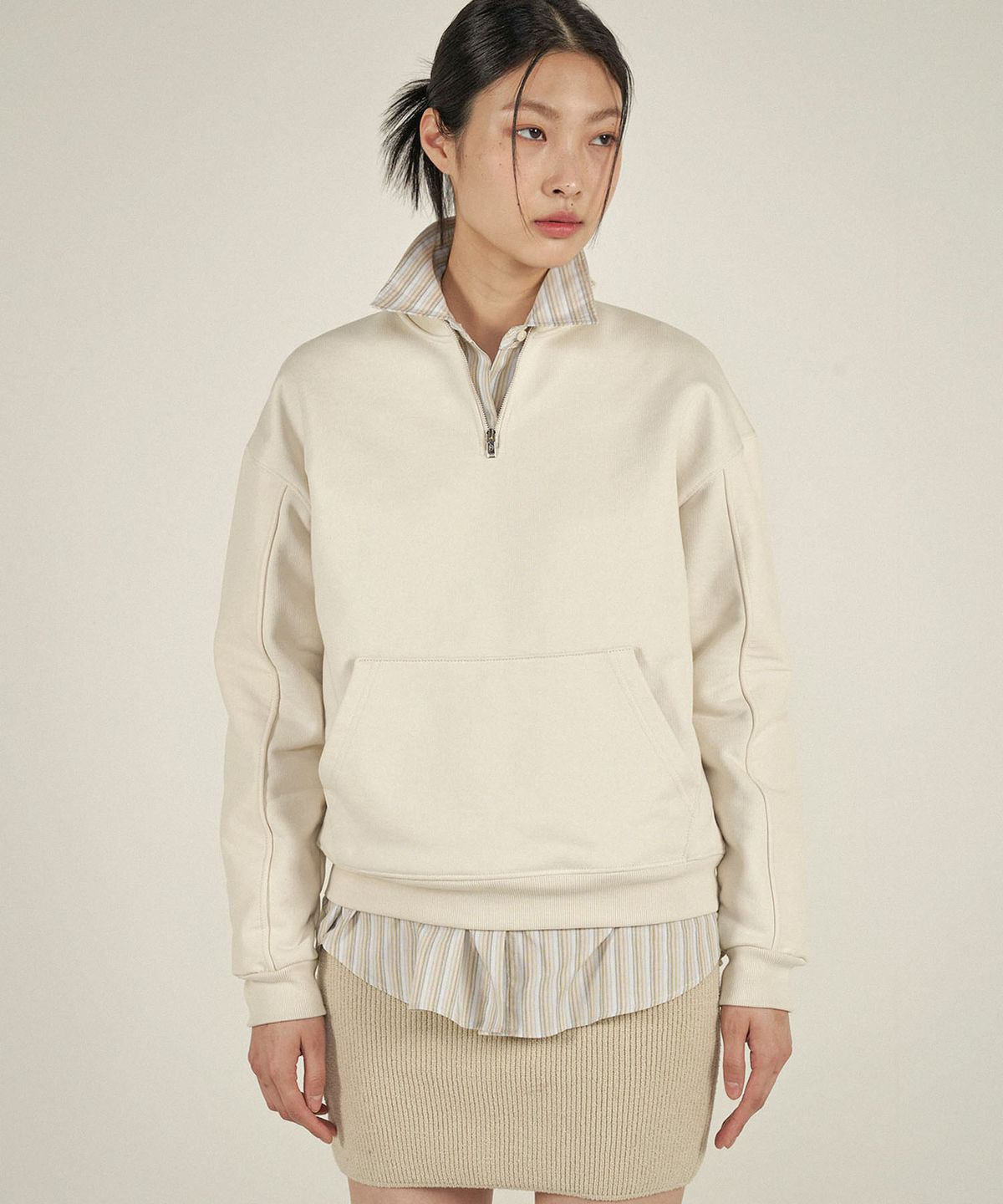 아우로(OURO) PATCHED HALF ZIPUP [ CREAM ]