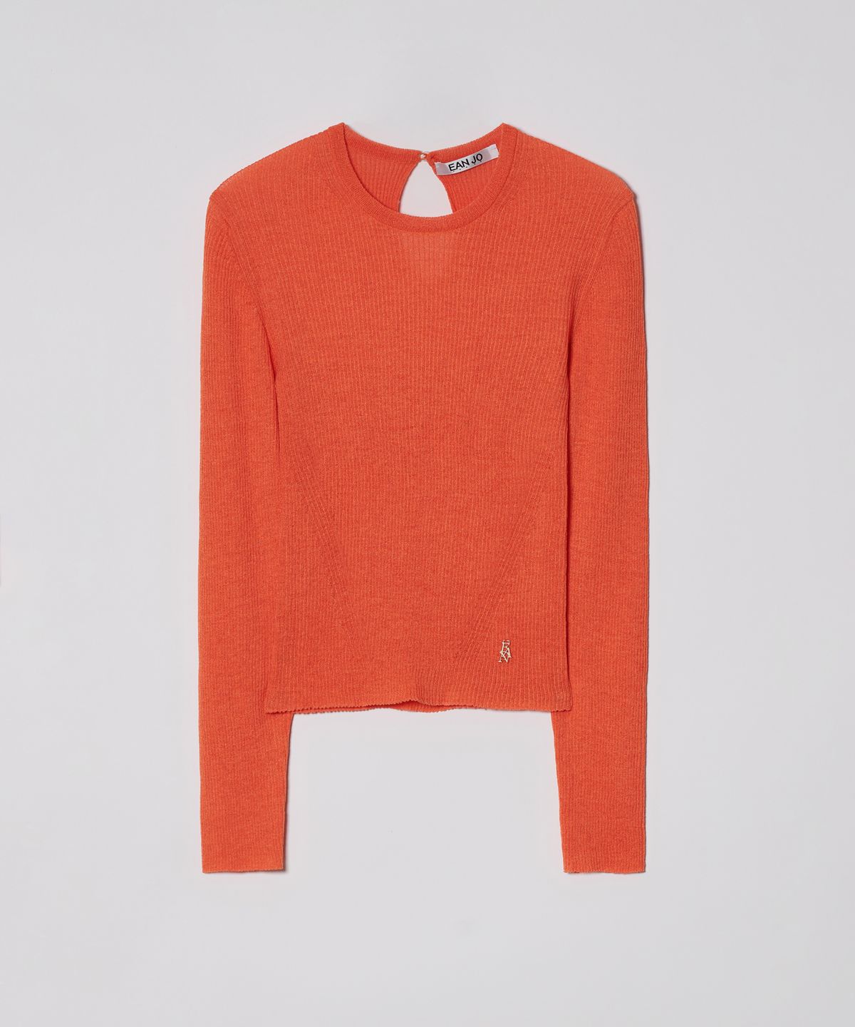 이안조(EAN JO) RIBBED CROP KNIT TOP (SUNSET ORANGE)