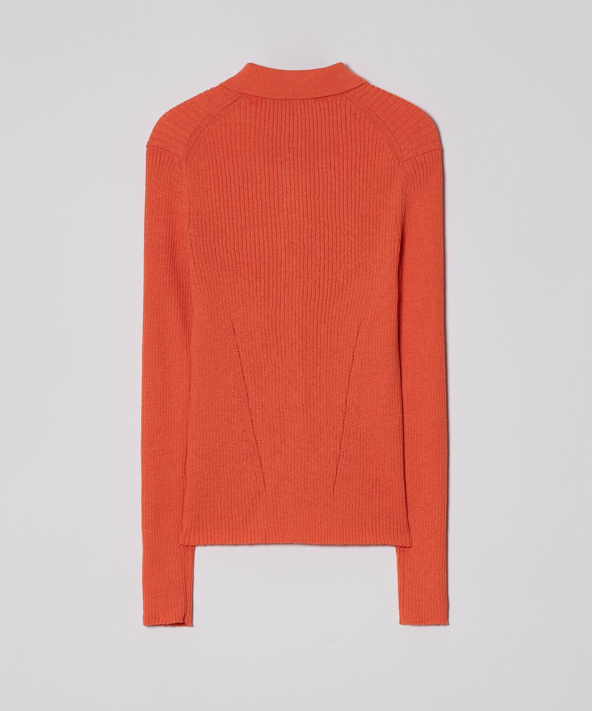 이안조(EAN JO) RIBBED COLLAR KNIT CARDIGAN (SUNSET ORANGE)