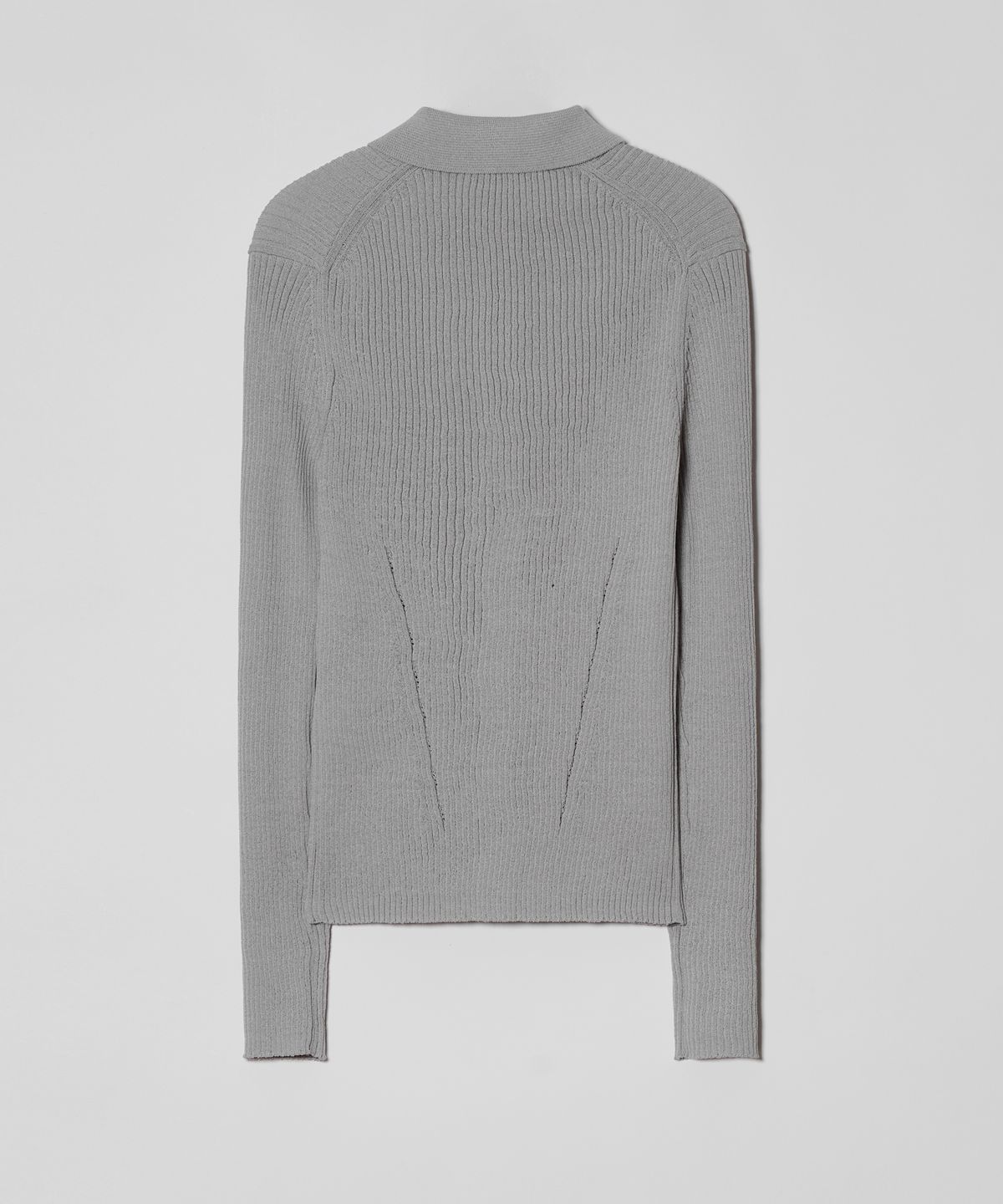 이안조(EAN JO) RIBBED COLLAR KNIT CARDIGAN (LIGHT GREY)