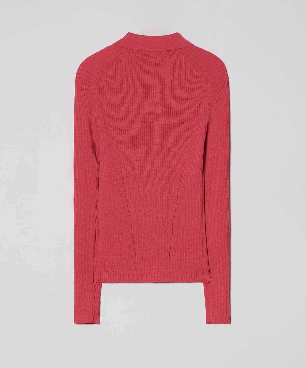 이안조(EAN JO) RIBBED COLLAR KNIT CARDIGAN (VIVA MAGENTA)