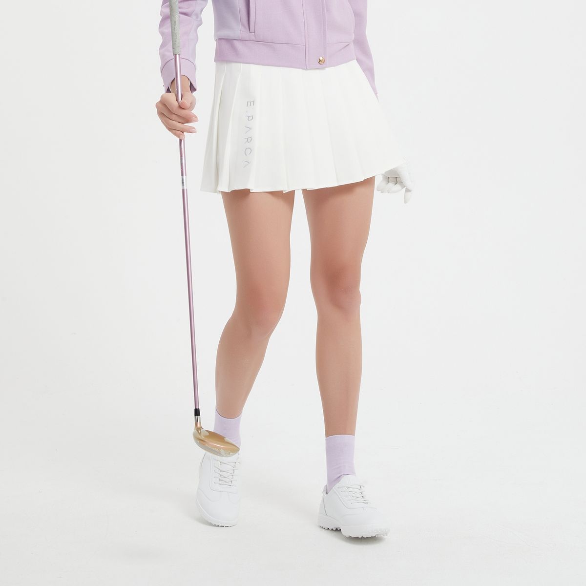 이파르카(E.PARCA) 엠브로이더 플리츠 스커트(화이트)