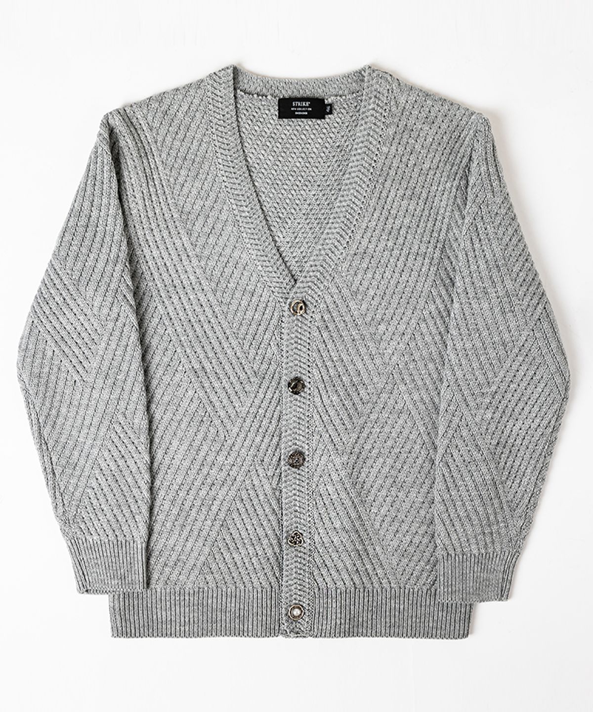 스트라이크(STRIKE) Multibutton Cardigan Knit (GREY)