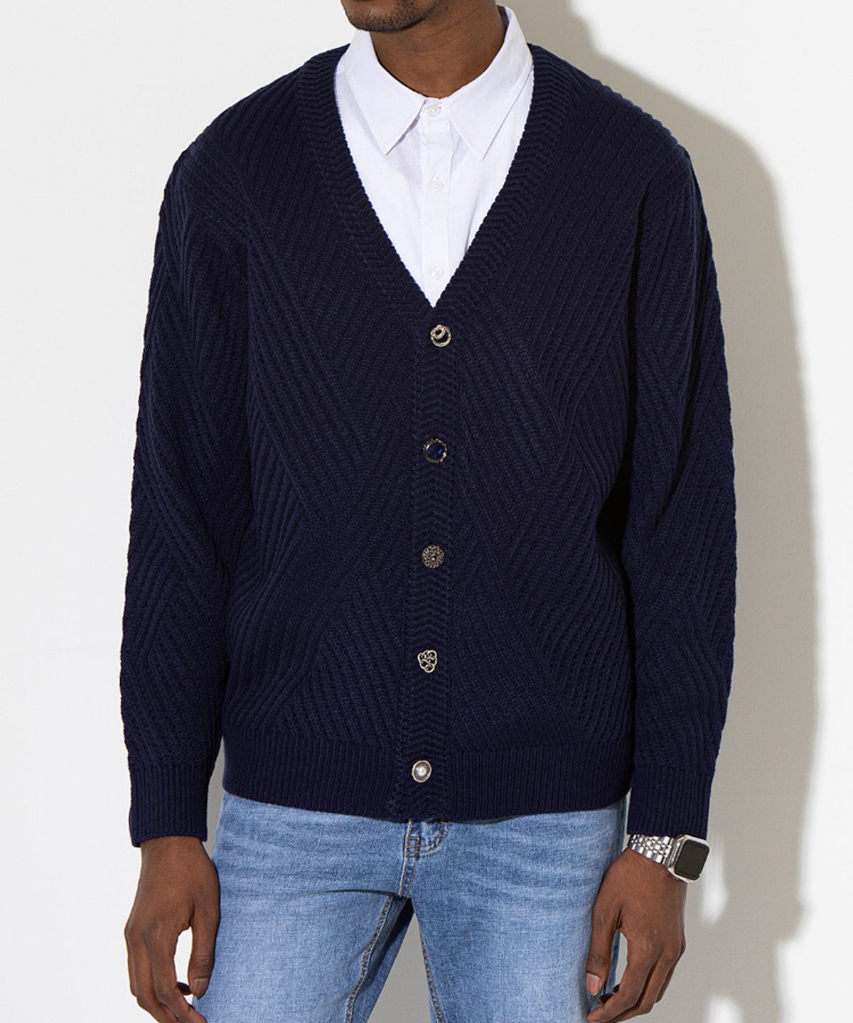 스트라이크(STRIKE) Multibutton Cardigan Knit (NAVY)