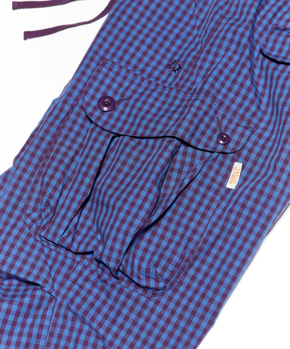 헬로 선라이즈(HELLO SUNRISE) Parachute Cargo Pants (Purple Check)