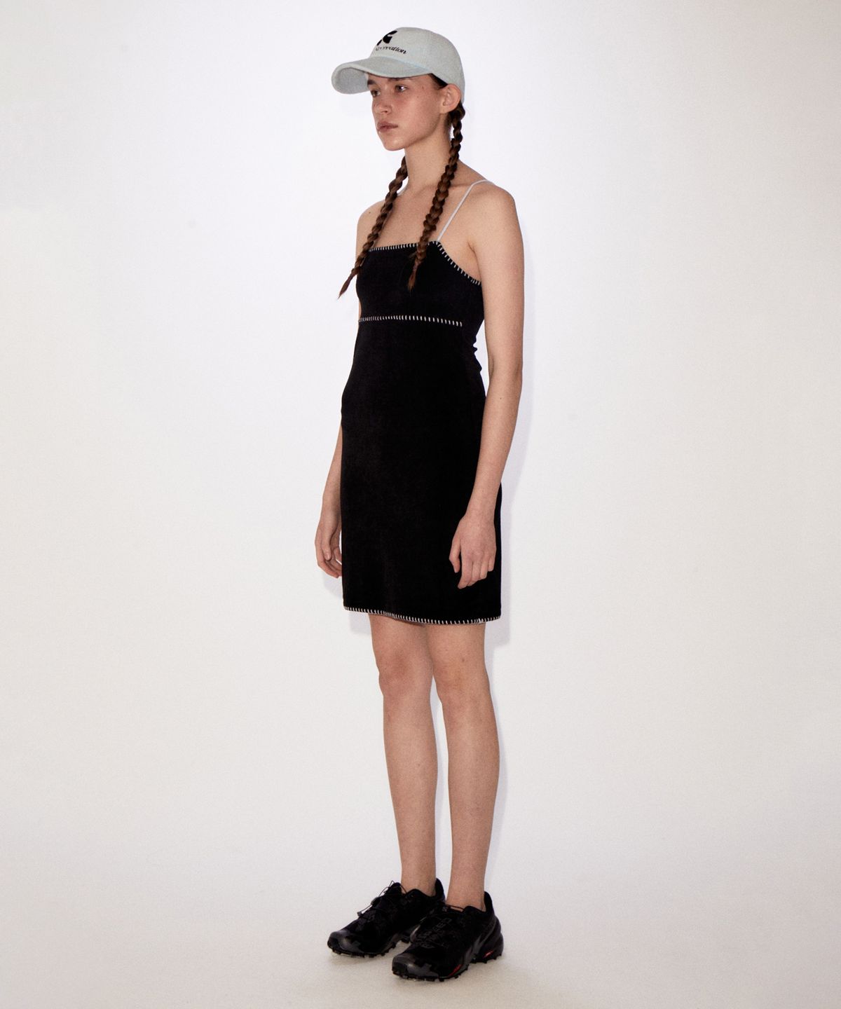 레스트앤레크레이션(REST&RECREATION) RR STITCH TERRY MINI DRESS BLACK