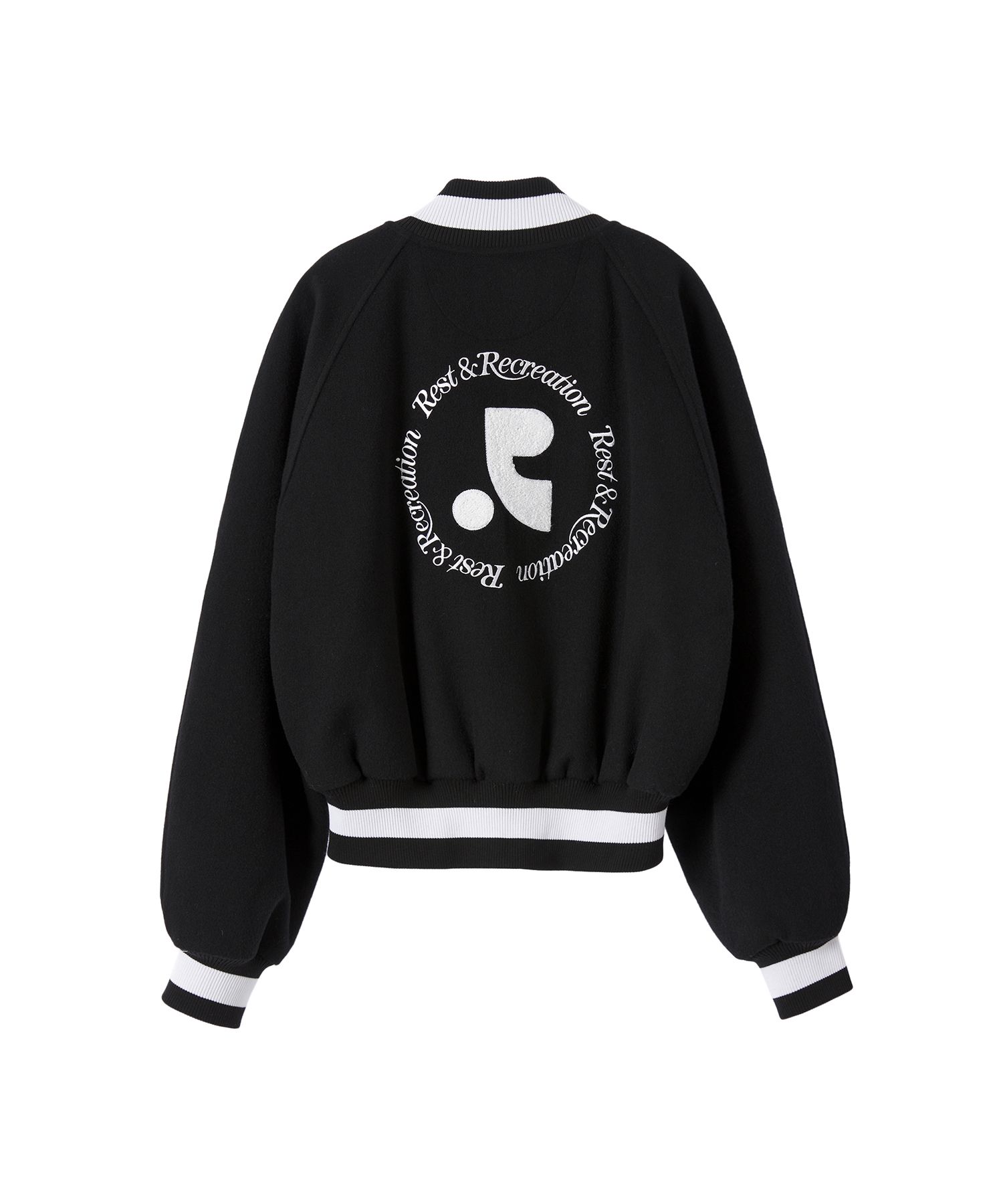 Rest & Recreation☆RR BOUCLE EMBROIDERY VARSITY JACKET MUSINSA | REST&RECREATION RR BOUCLE EMBROIDERY VARSITY
