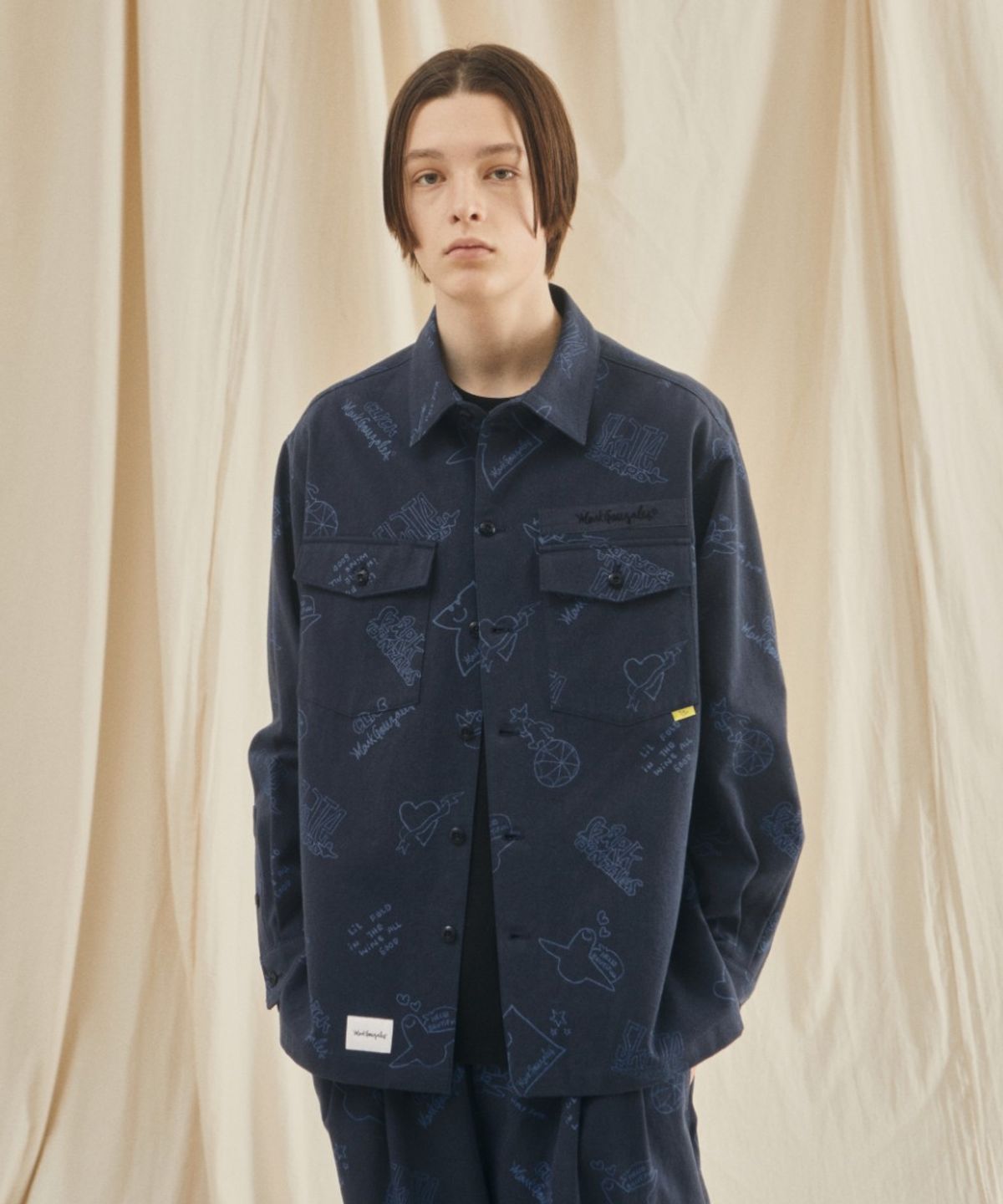 마크곤잘레스(MARK GONZALES) ALLOVER PRINT TWILL WORK JACKET - NAVY