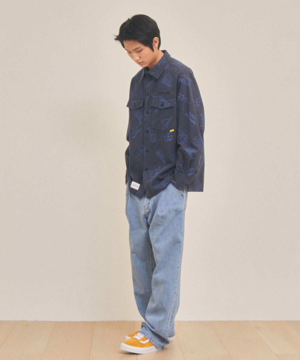 마크곤잘레스(MARK GONZALES) ALLOVER PRINT TWILL WORK JACKET - NAVY