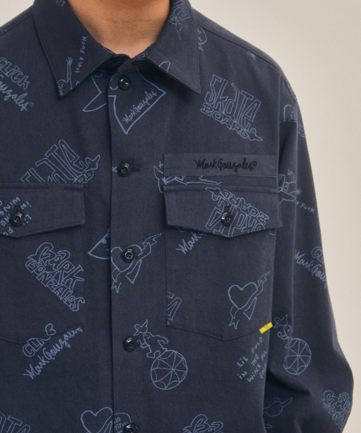 마크곤잘레스(MARK GONZALES) ALLOVER PRINT TWILL WORK JACKET - NAVY