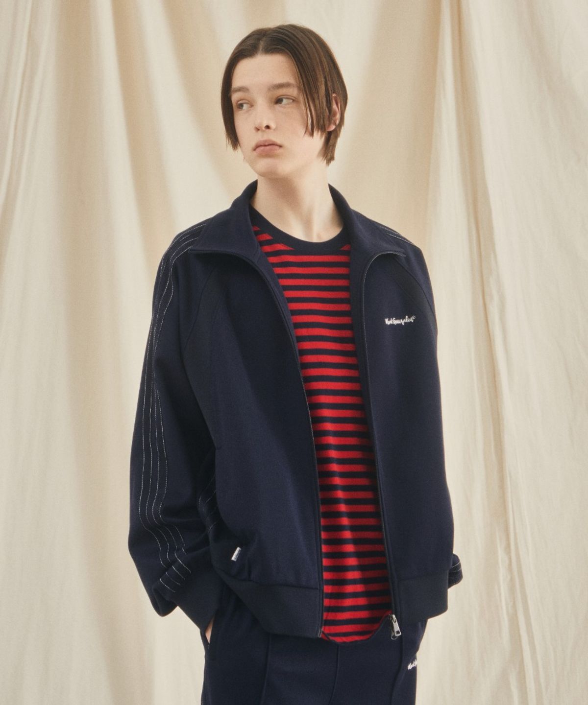 마크곤잘레스(MARK GONZALES) SIGN LOGO TAPE DETAIL TRACK JACKET - NAVY