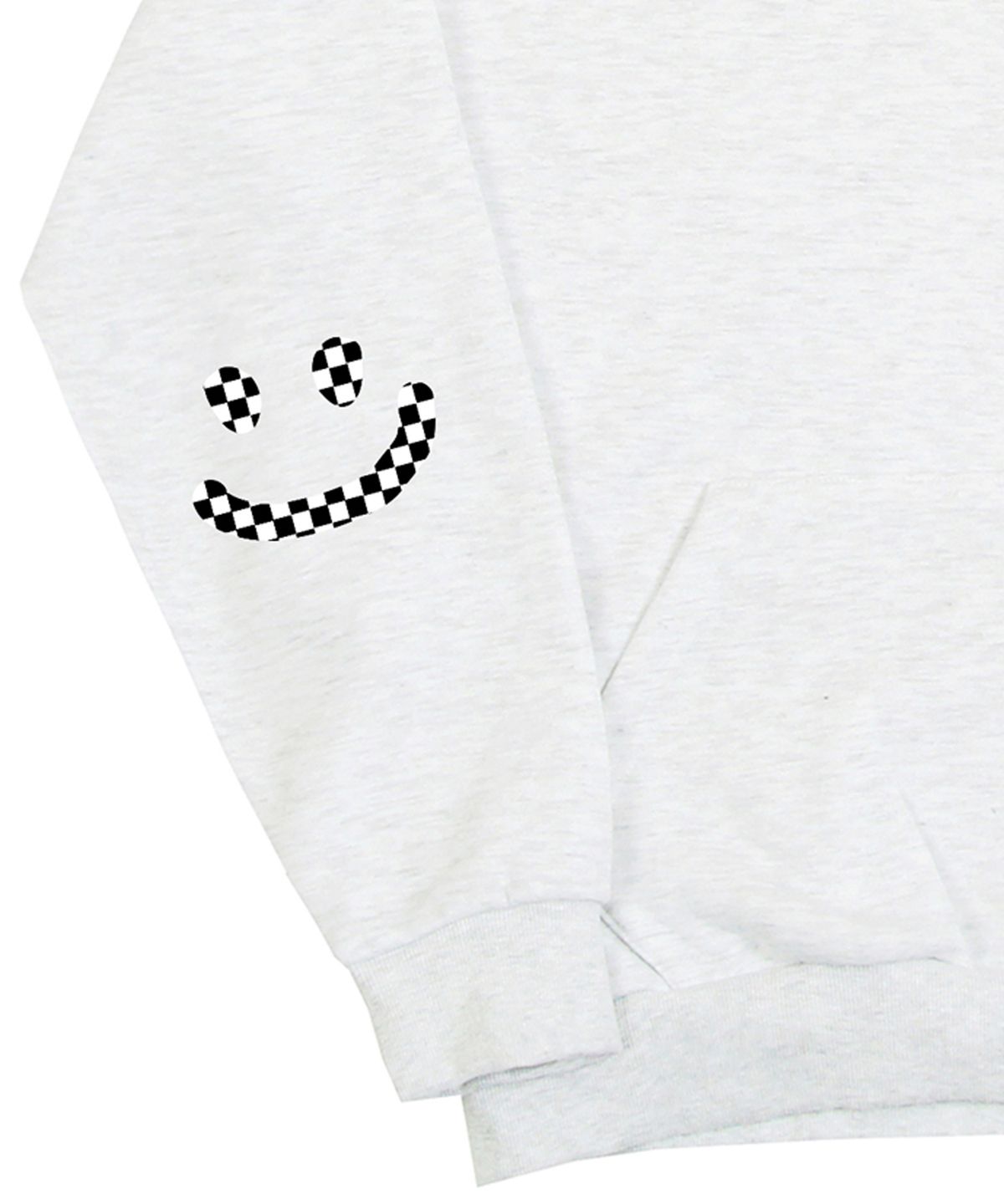 그레이버(GRAVER) [UNISEX]엘보우 체커보드 드로잉스마일 후드티_멜란지화이트