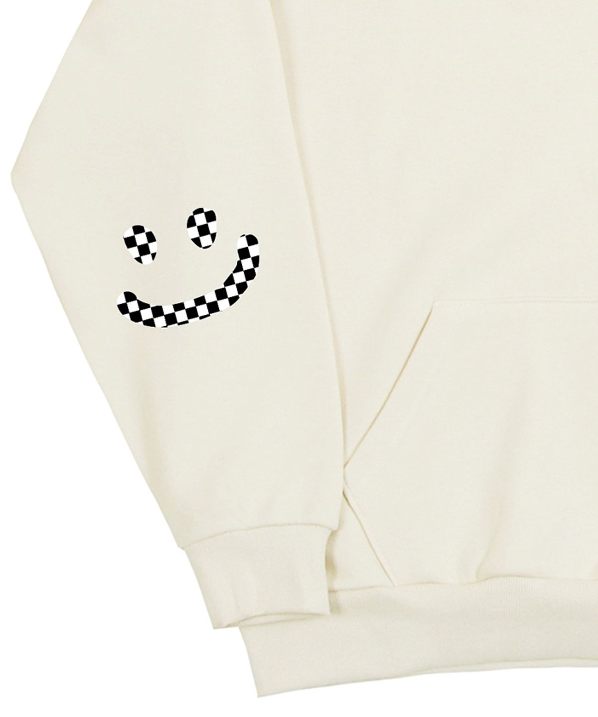 그레이버(GRAVER) [UNISEX]엘보우 체커보드 드로잉스마일 후드티_크림
