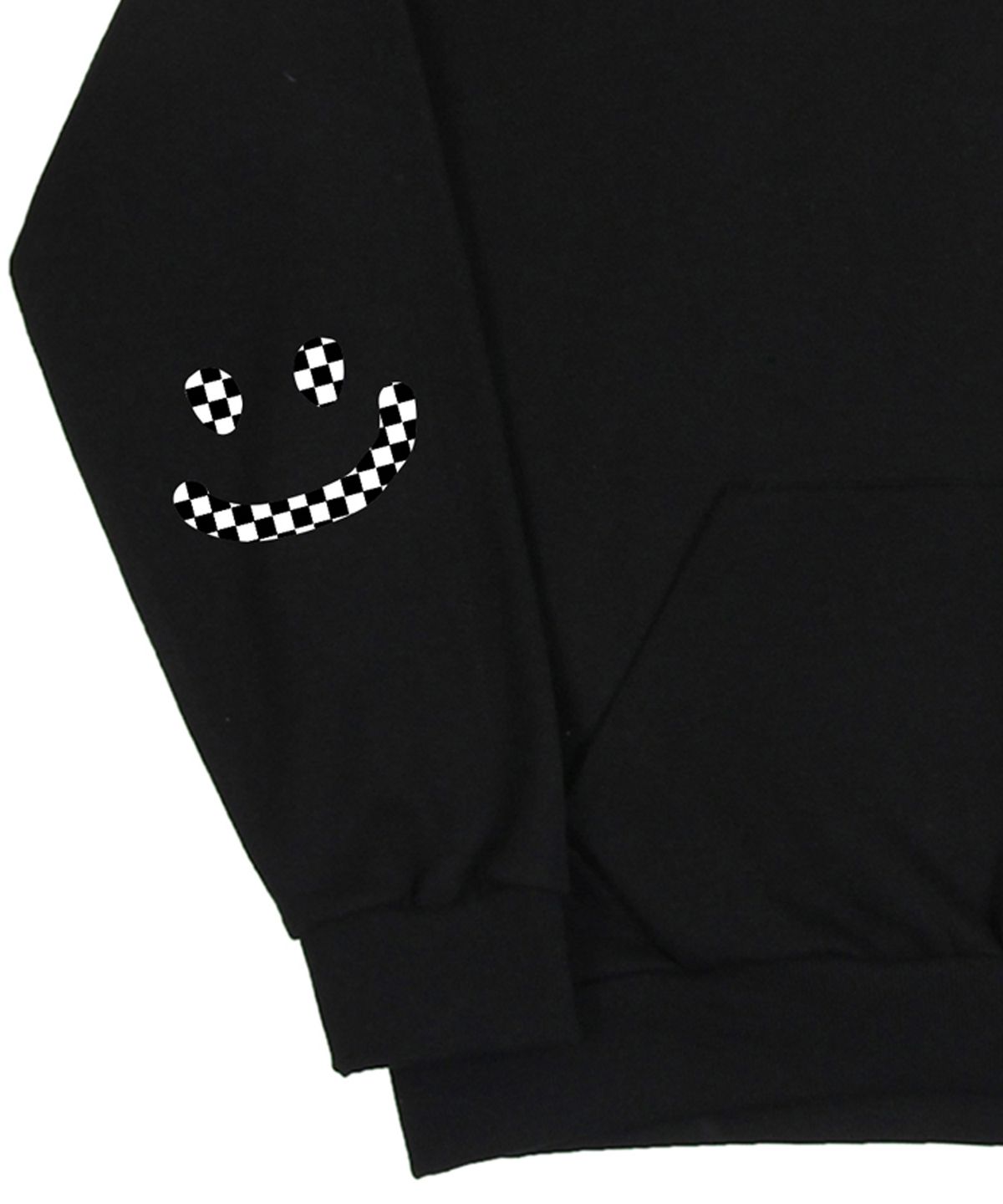그레이버(GRAVER) [UNISEX]엘보우 체커보드 드로잉스마일 후드티_블랙