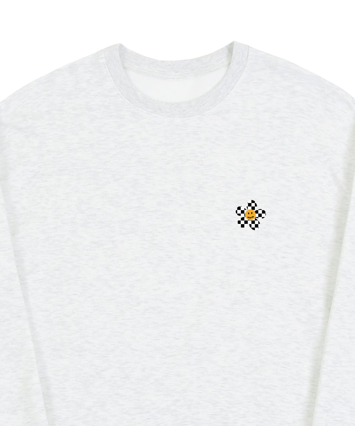 그레이버(GRAVER) [UNISEX]체커보드 스몰플라워 맨투맨_멜란지화이트