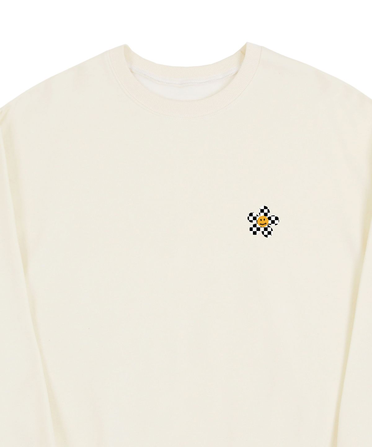 그레이버(GRAVER) [UNISEX]체커보드 스몰플라워 맨투맨_크림