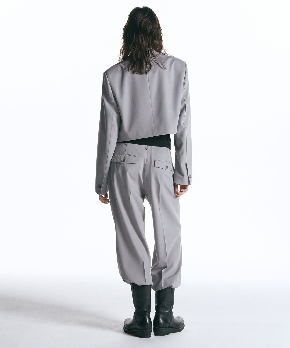 인사일런스 우먼(INSILENCE WOMEN) 투턱 와이드 울 팬츠 LIGHT GREY