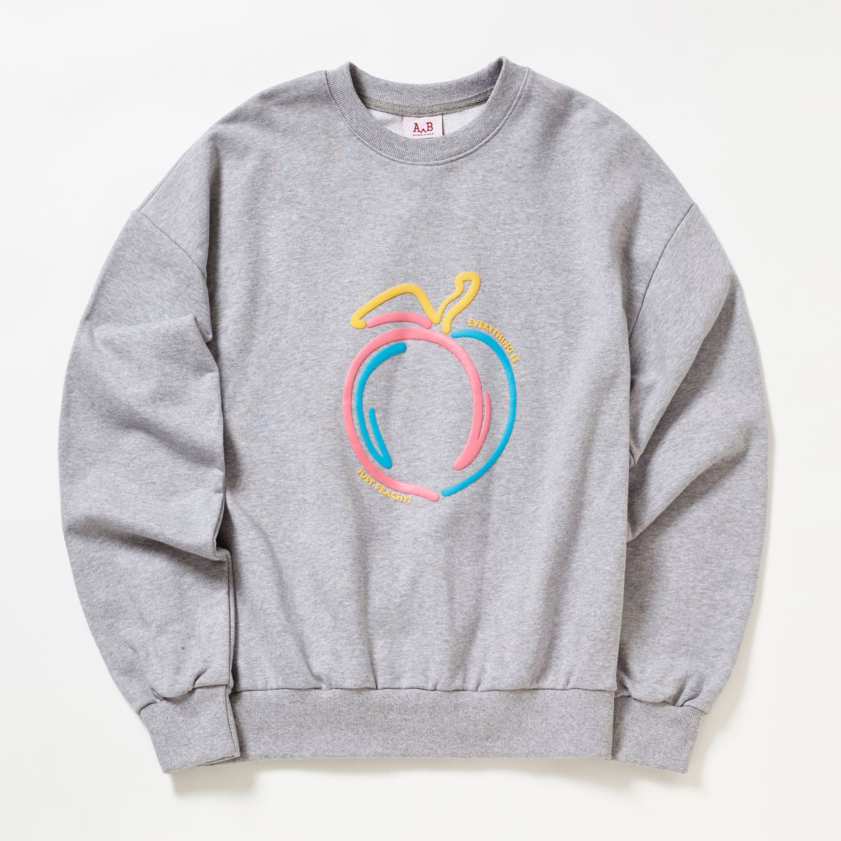 비트윈에이앤비(BETWEEN A AND B) 피치 엠보 프린트 스웨트셔츠 [멜란지 그레이]