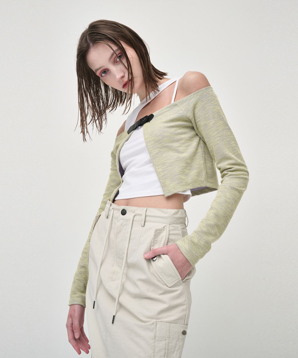 에트몽(ETMON) Cut Out Sleeveless Top, Ivory