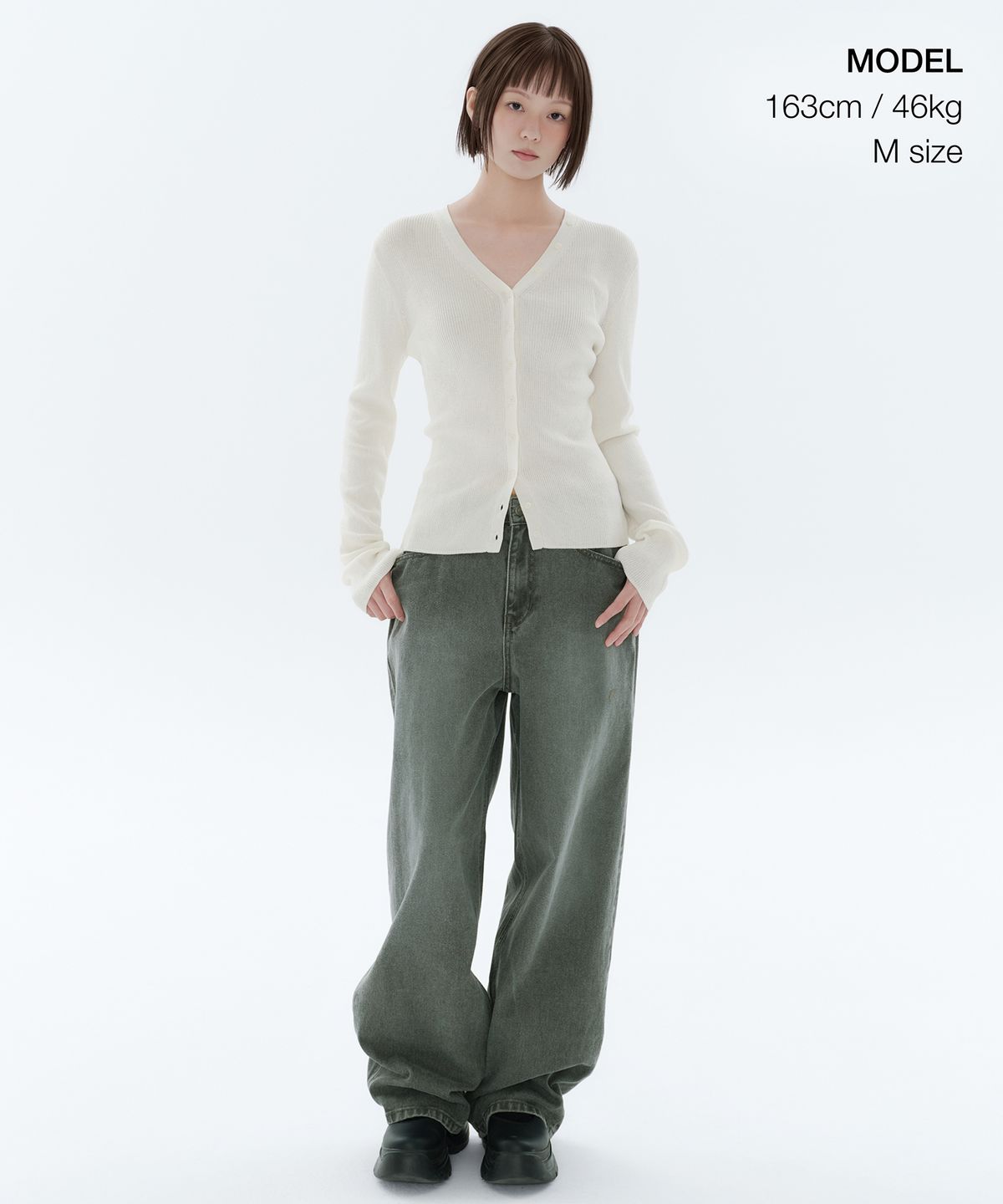 무신사 스탠다드 우먼(MUSINSA STANDARD WOMAN) 우먼즈 리브드 슬림 가디건 [아이보리]