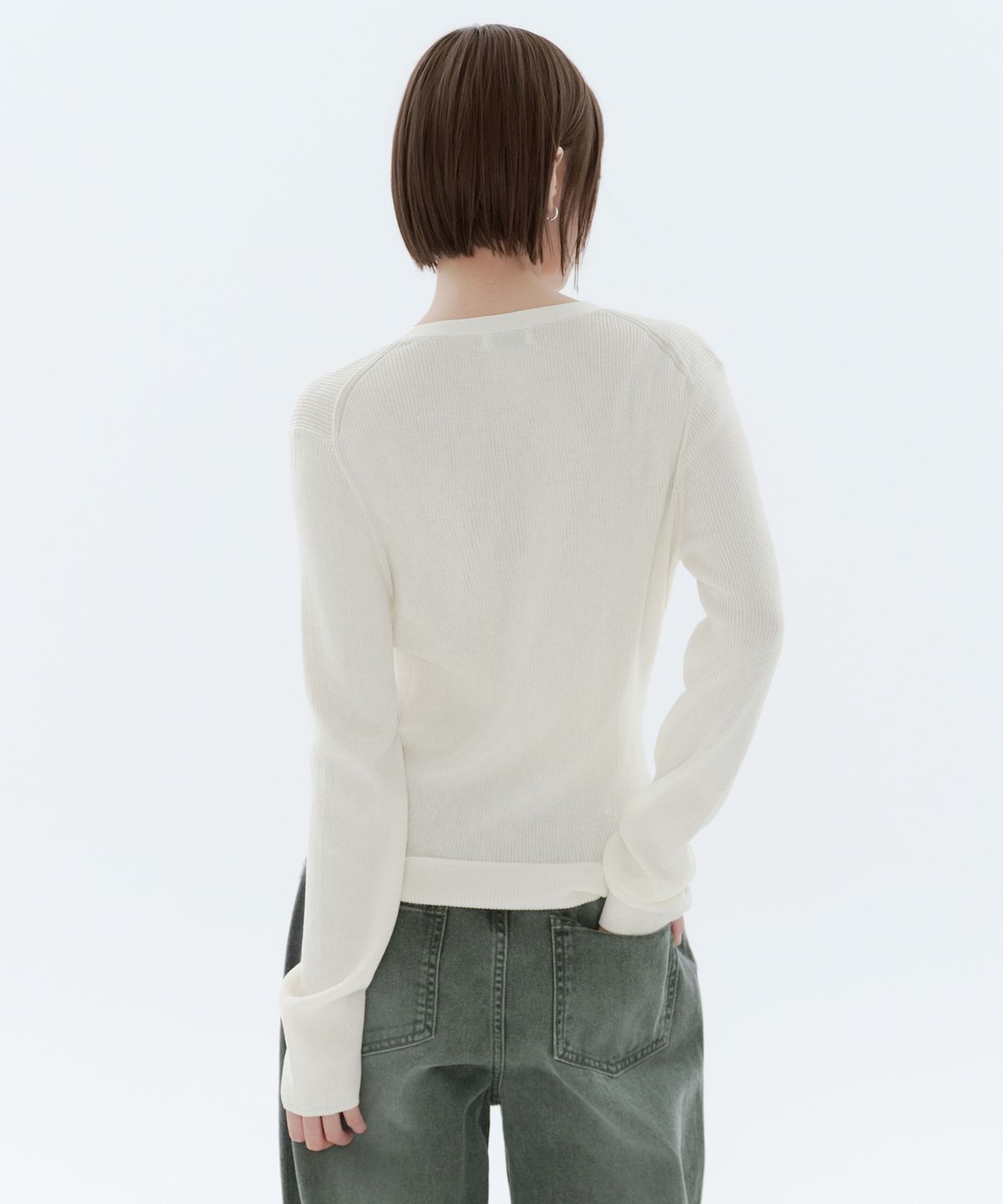 무신사 스탠다드 우먼(MUSINSA STANDARD WOMAN) 우먼즈 리브드 슬림 가디건 [아이보리]
