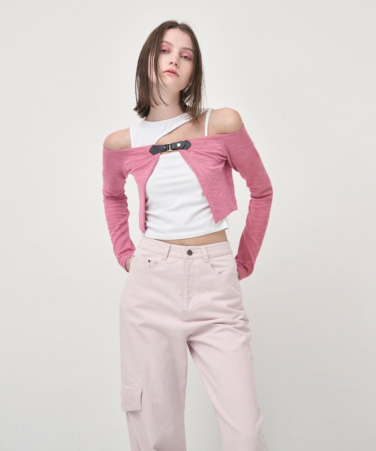 에트몽(ETMON) Pocket Denim Turn Up Pants, Pink