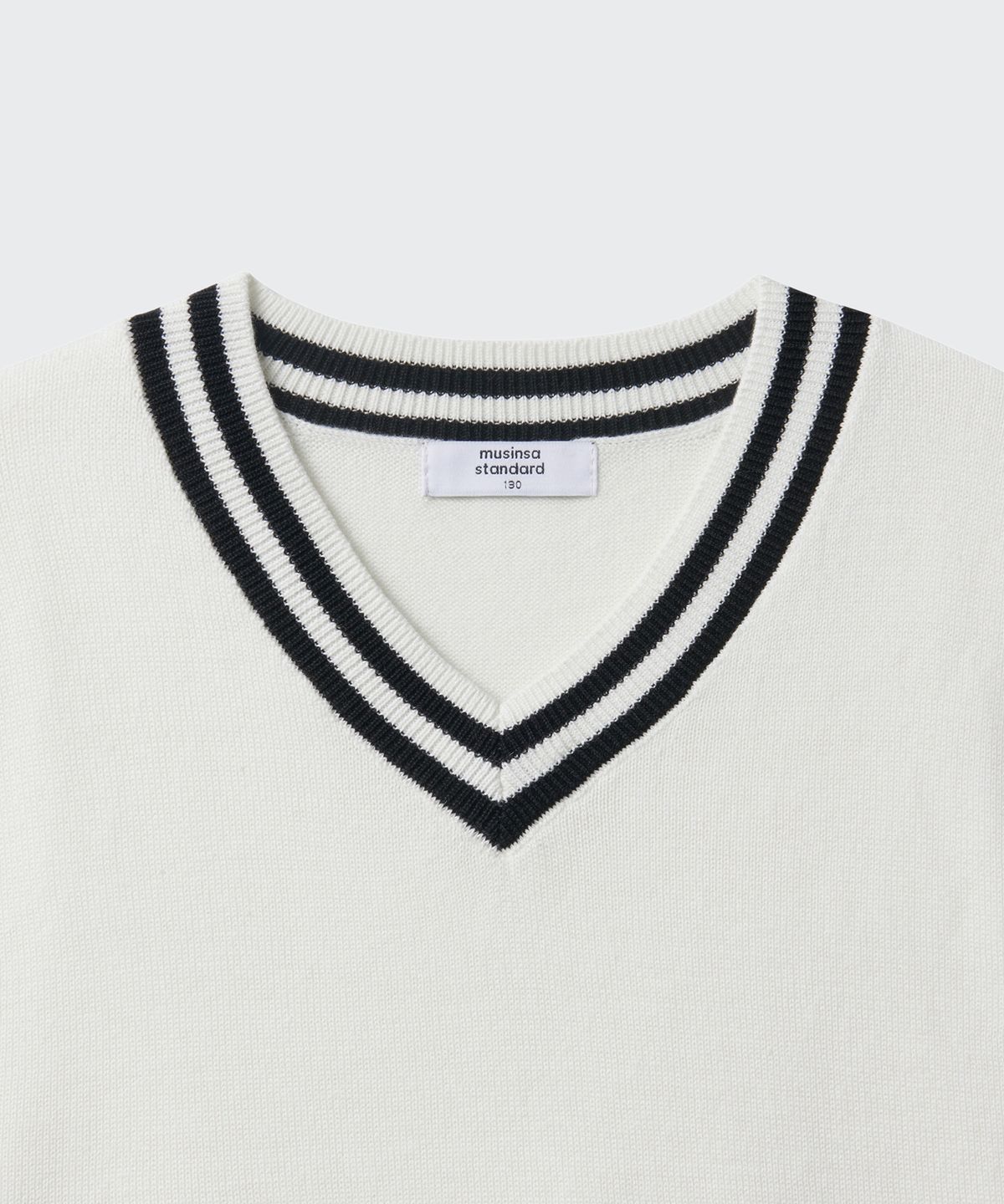 무신사 스탠다드 키즈(MUSINSA STANDARD KIDS) 오버사이즈 프레피 니트 베스트 [아이보리]