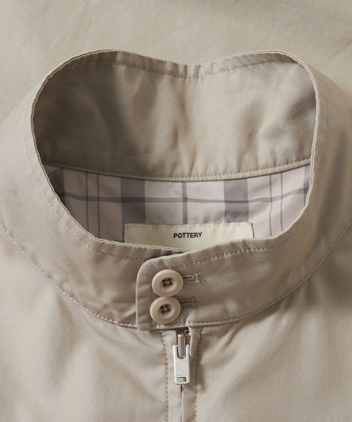 포터리(POTTERY) Cottom Harrington Jacket Supima Cotton 60/2 High Density Twill Cloth Washer Finish (Beige Sax)