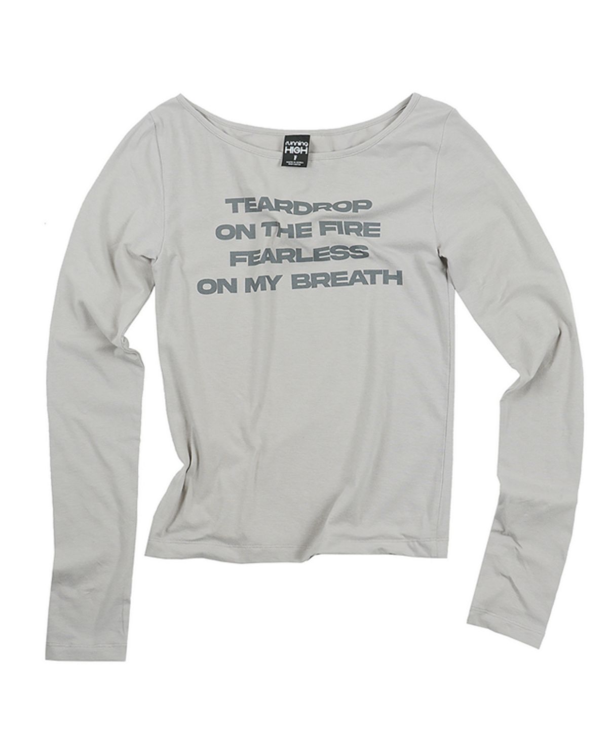 러닝하이(RUNNINGHIGH) 레터링 슬림 L/S 티 [그레이]