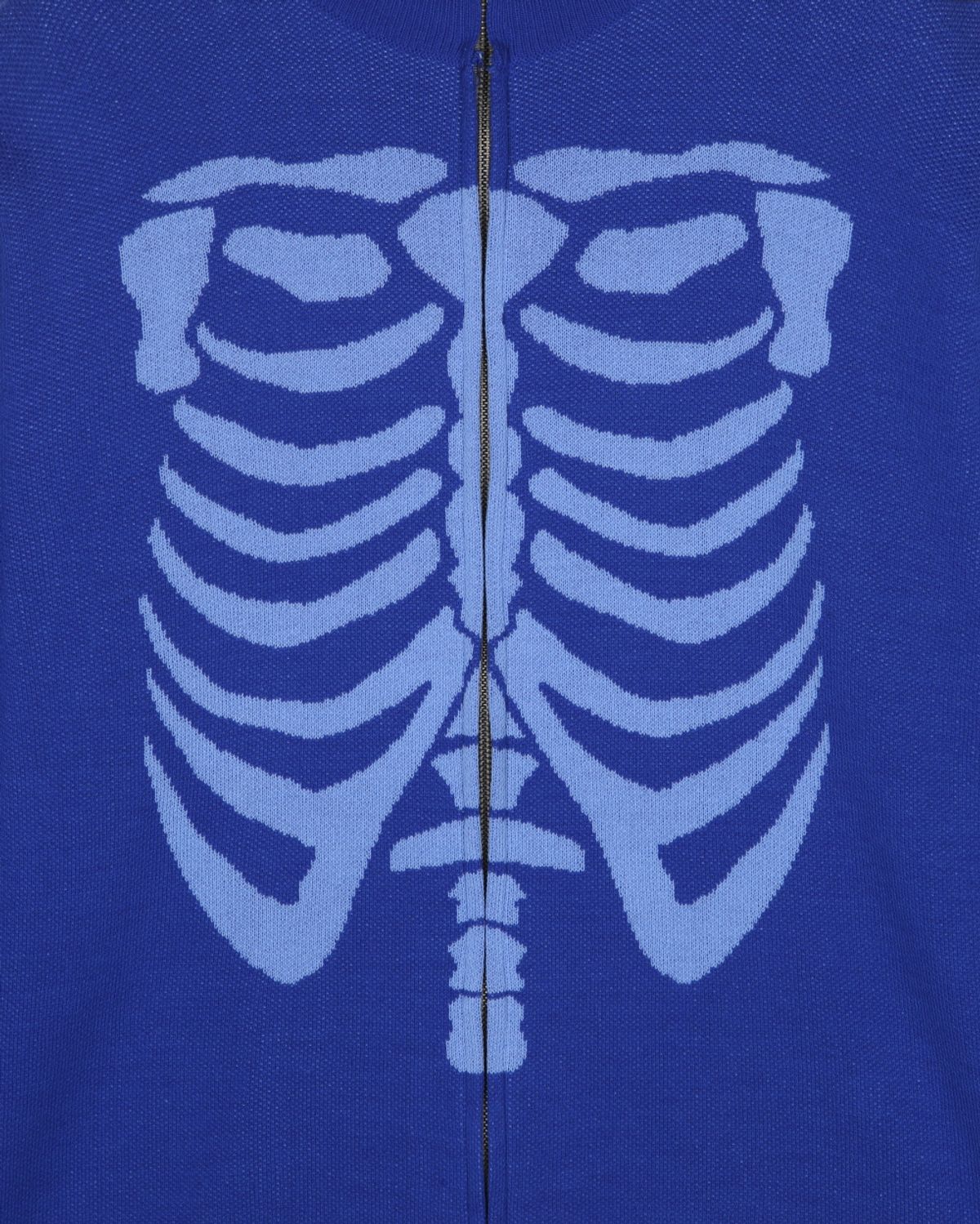 비슬로우(BESLOW) SKELETON HIGH NECK KNIT ZIP UP BLUE