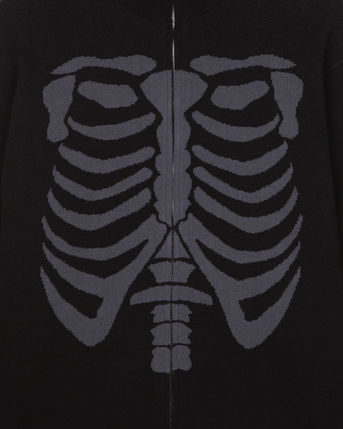 비슬로우(BESLOW) SKELETON HIGH NECK KNIT ZIP UP BLACK