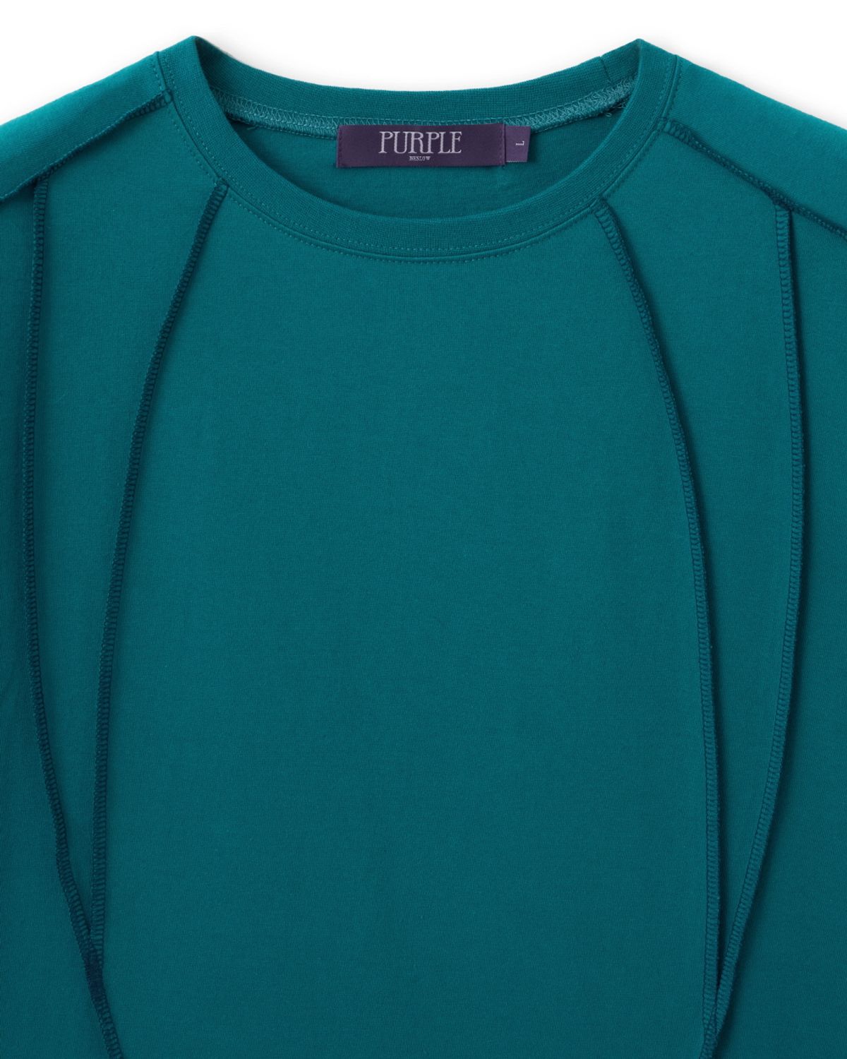 비슬로우(BESLOW) REVERSE OVERLOCK STITCH HALF T-SHIRTS TEAL