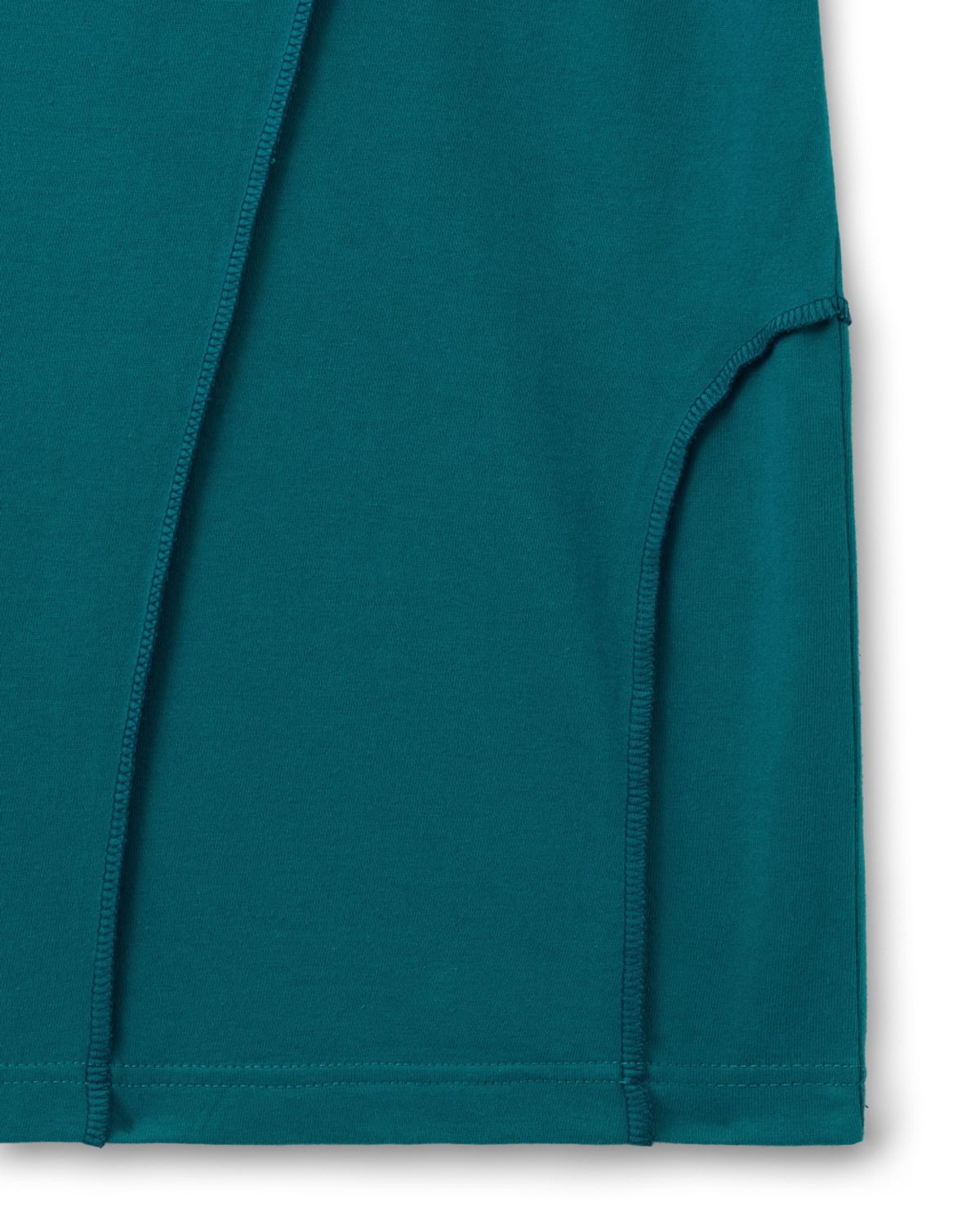 비슬로우(BESLOW) REVERSE OVERLOCK STITCH HALF T-SHIRTS TEAL